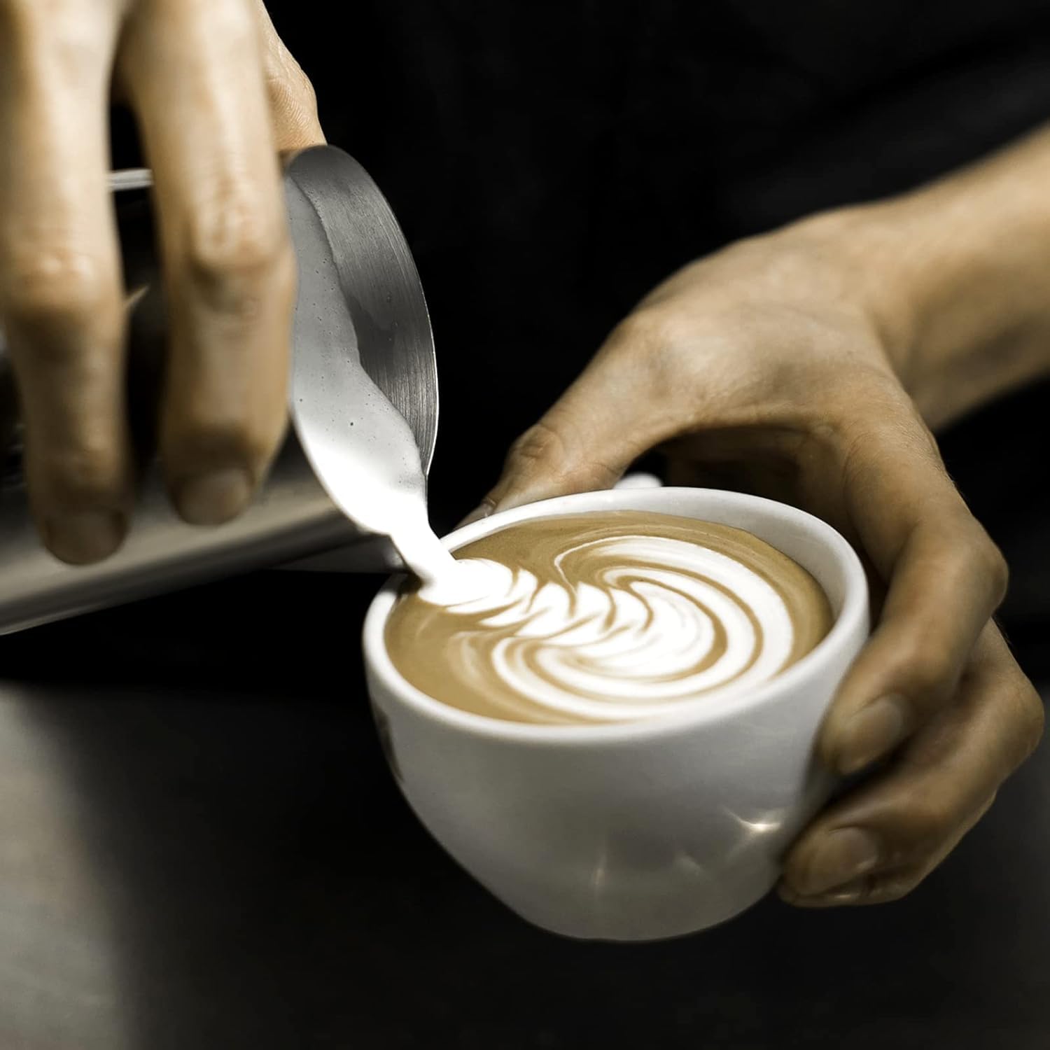 Jarra de espuma de leche, jarra de vapor espresso de 12 onzas, accesorios para máquina de espresso, acero inoxidable, leche, café, capuchino, barista, jarra de vapor, taza de leche con bolígrafo