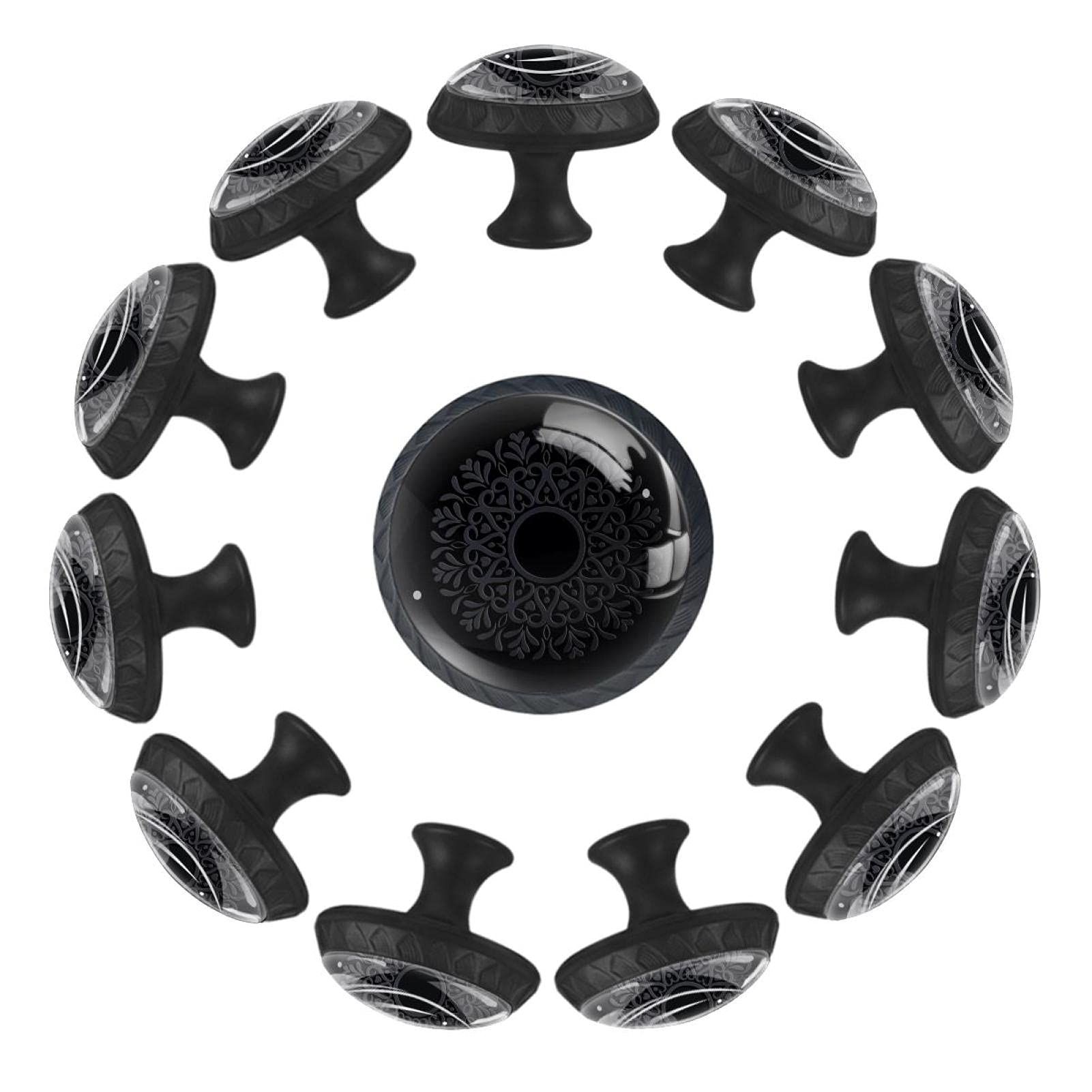Boutons de tiroir mandala foncé 35mm pour commode de chambre à coucher et crèche