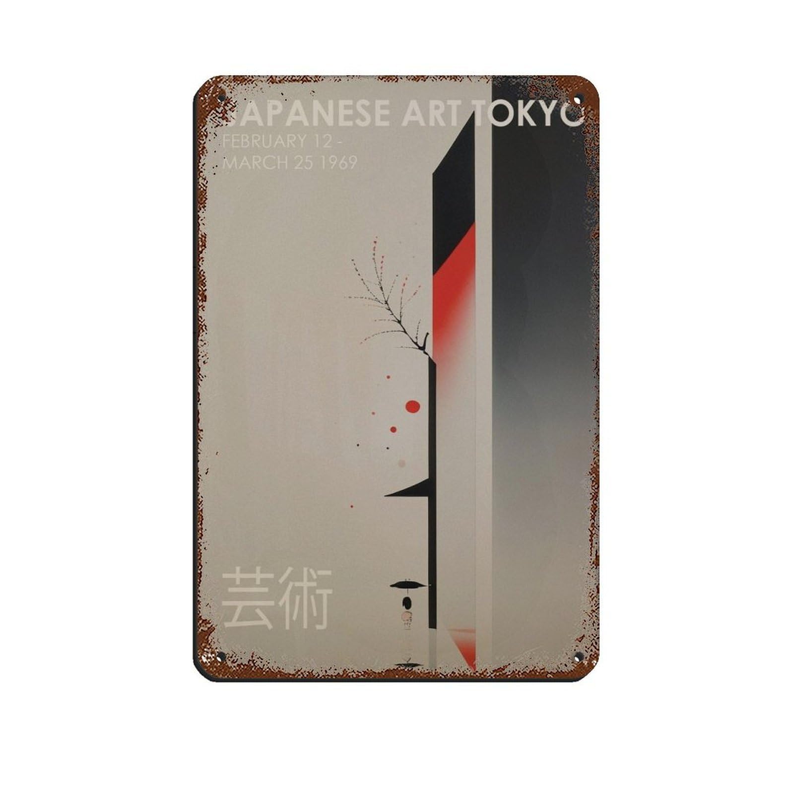 Japanese Art Exhibition Poster Tin Sign Vintage Metal Pub Club Cafe Bar Home Wall Art Decoration Poster Retro 8x12inch(20x30cm)