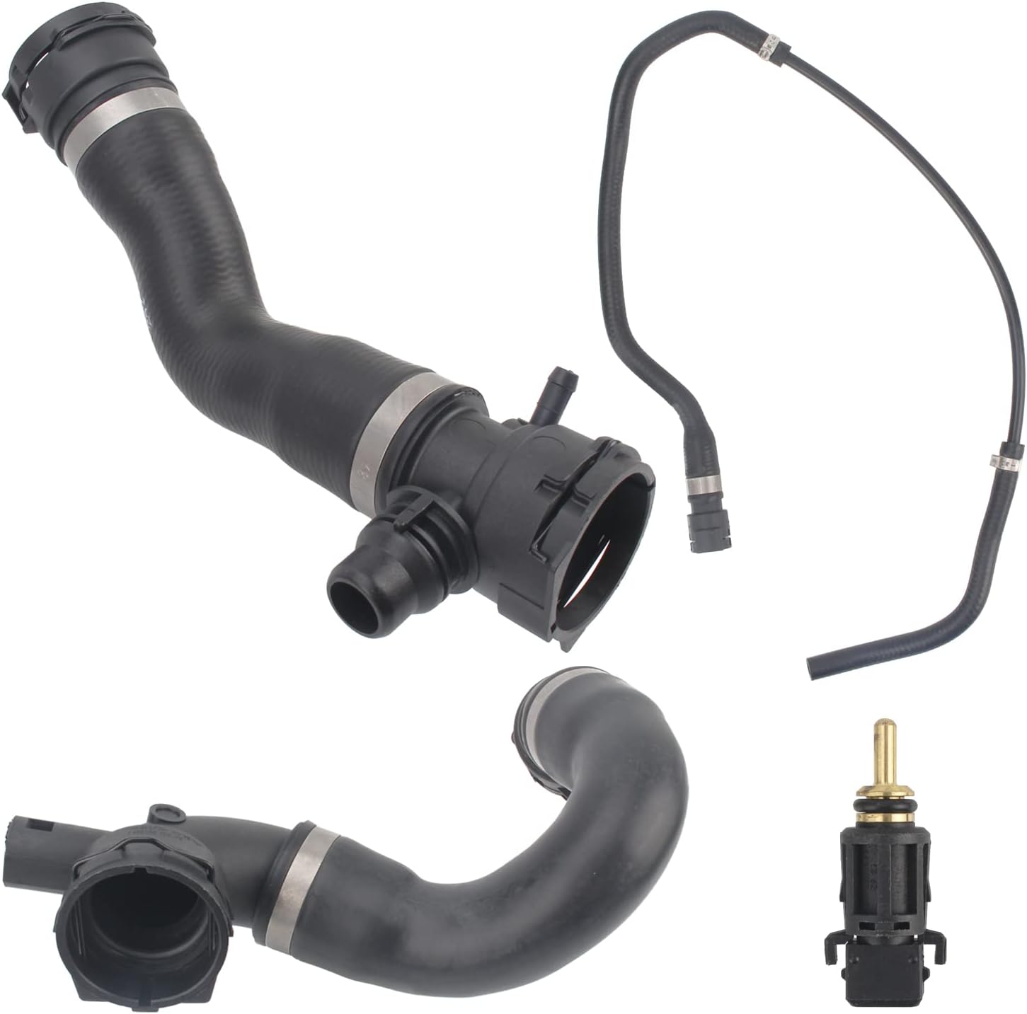 AUTOKAY Kit of 4pcs Low + Upper Radiator Coolant Hose Vent