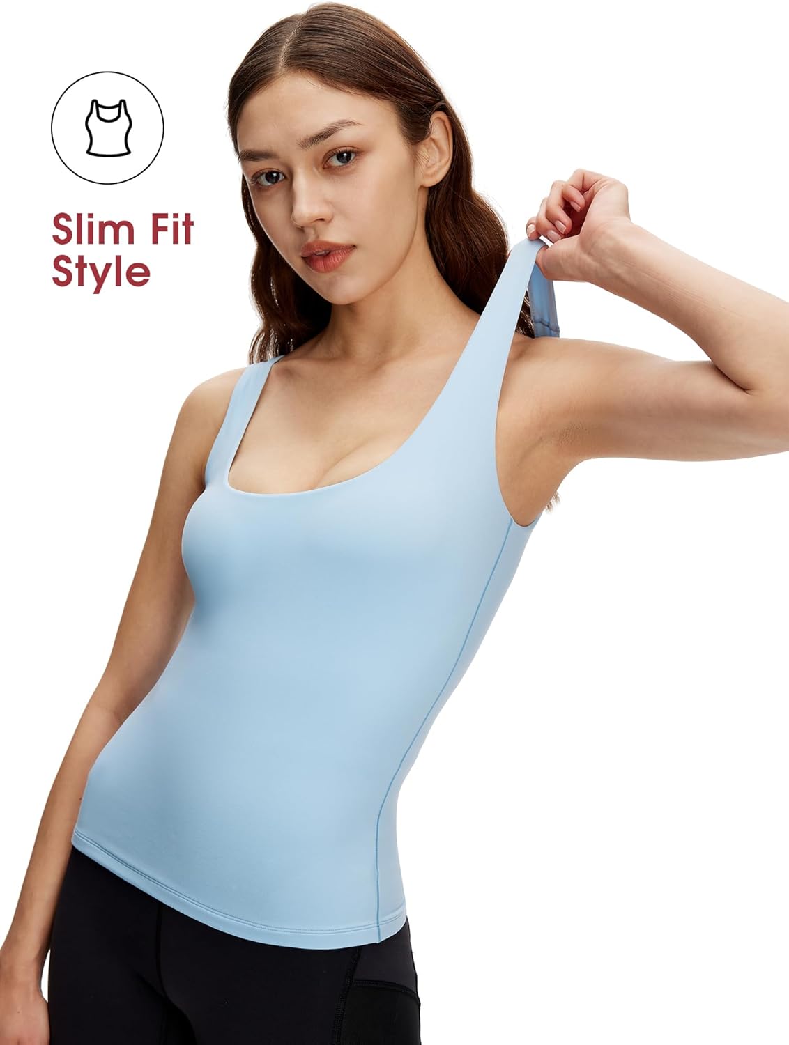 NANJI Tank Top for Woman - Square Neck Slim Fit Basic Stretch Sleeveless Tops Shirts for Casual Going Out Workout Yoga - Image 5