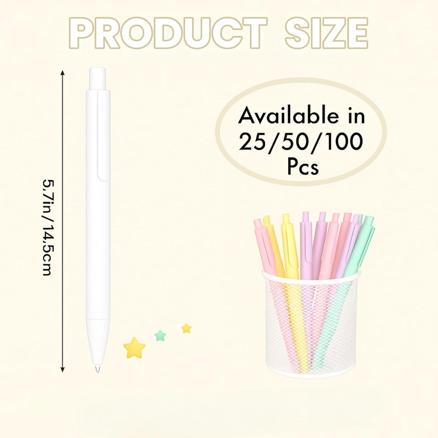 100 Pcs Ballpoint Pens Bulk – Milk White – 0.5mm Black Ink – Smooth & Clean Writing Pens Bulk for Desk or Events(Milk White)