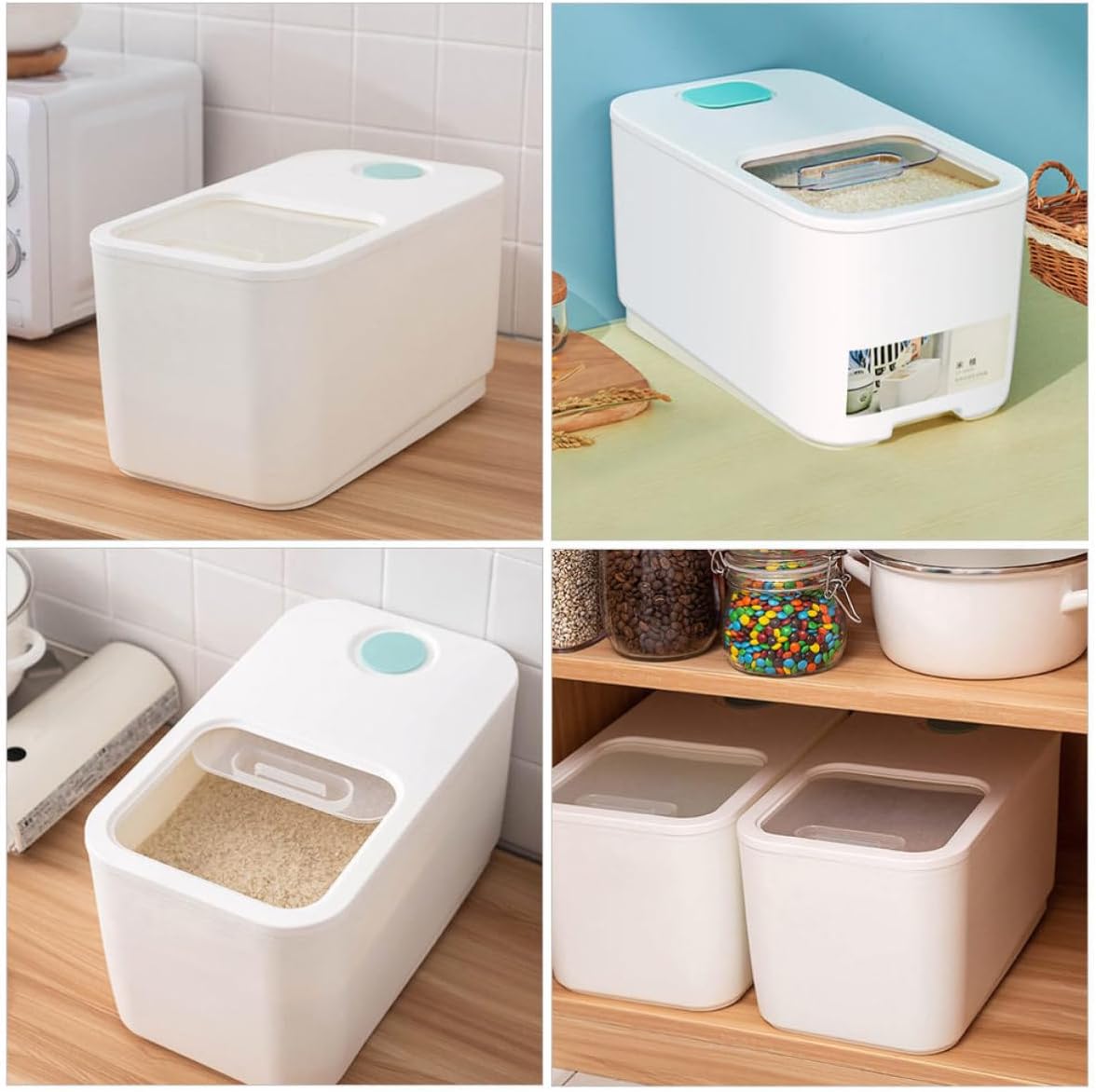 Sealed Grain Storage Bin Kitchen Rice Bucket for Beans, Coffee