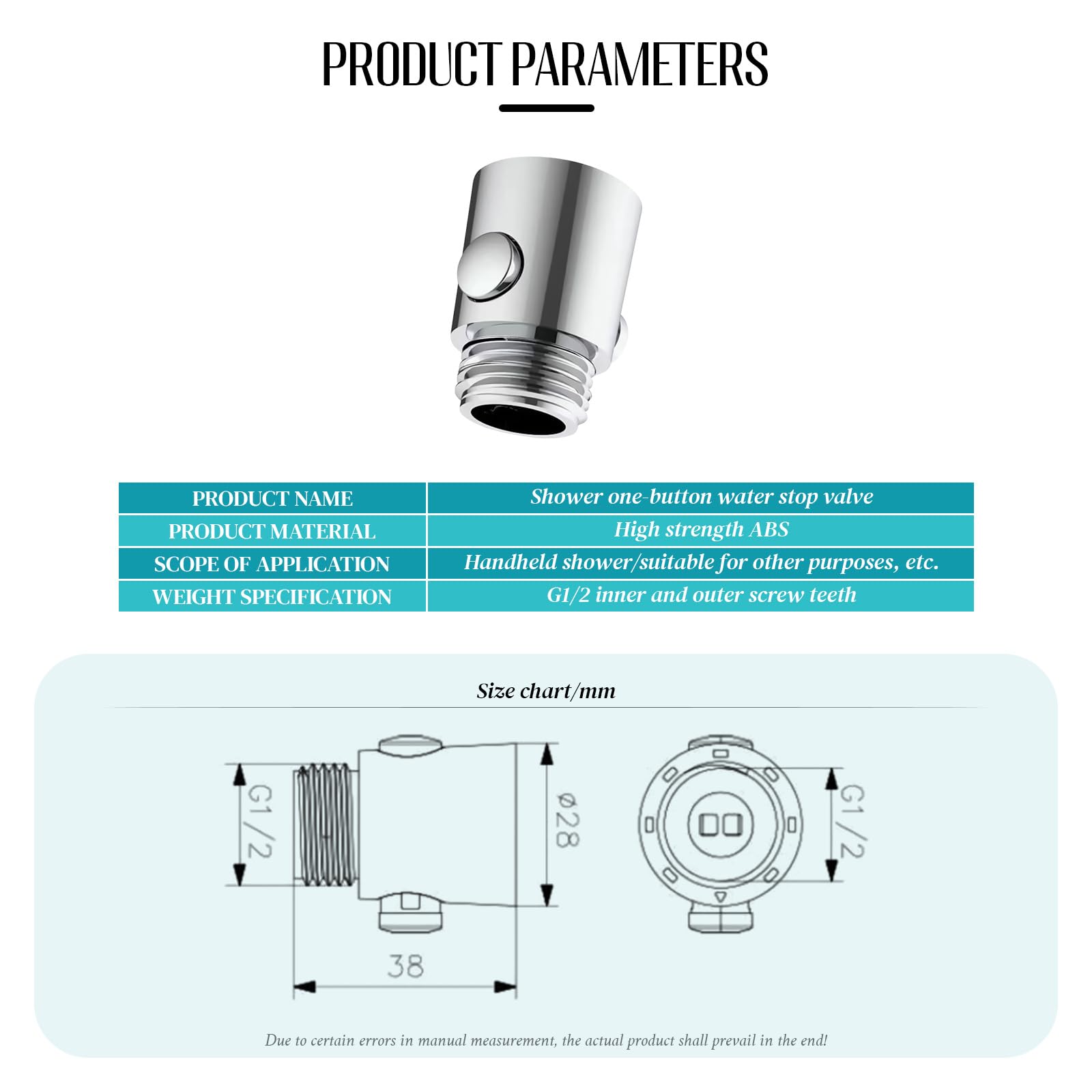 YMWALK New 2-Pack G1/2 Shower Shut Off Valve, Universal Water Flow Control Valve - Image 2