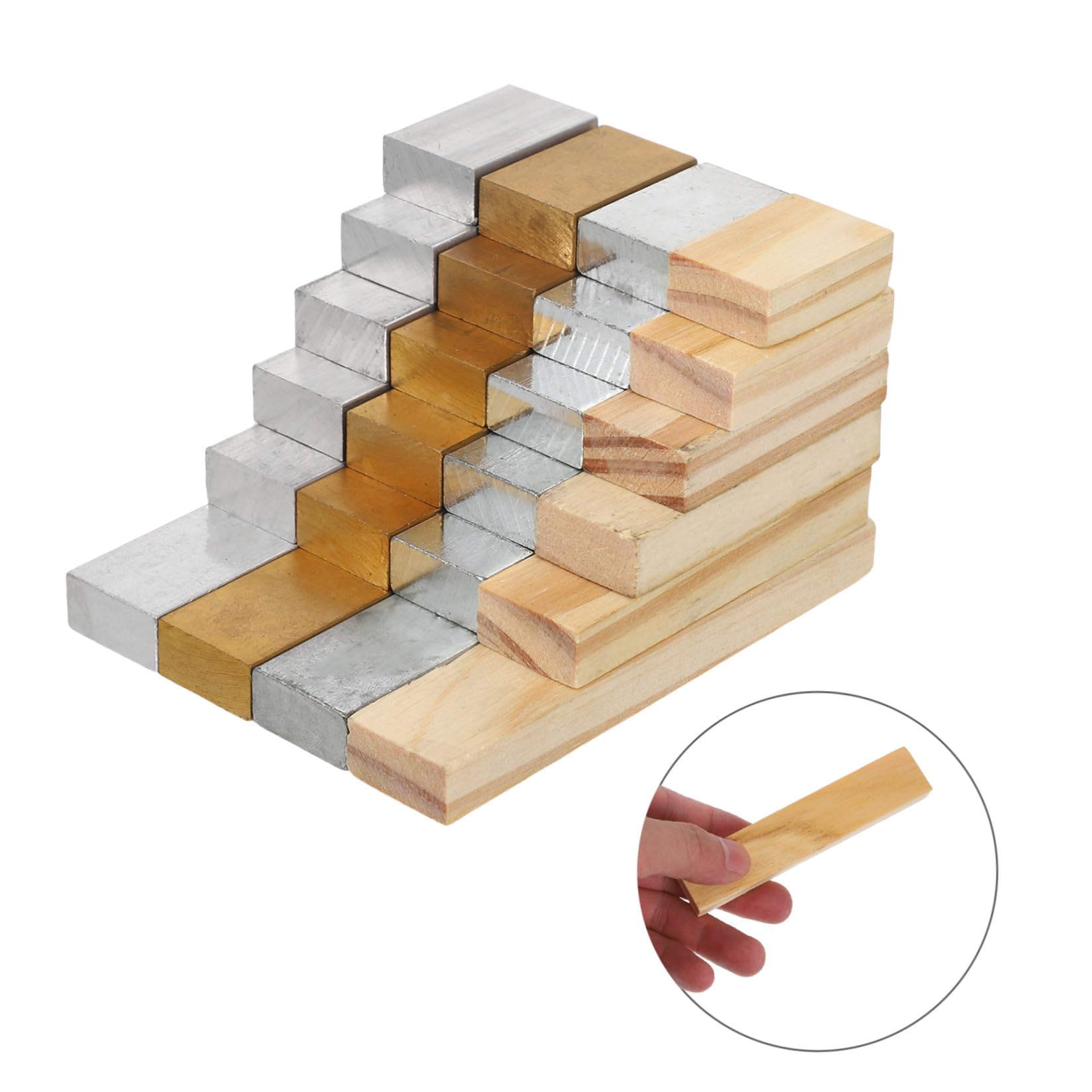 Bloques de Densidad para Laboratorio de Ciencias Kit Educativo de 24 Piezas Rectangulares Multimateriales Hierro Aluminio y Madera Tamaño Uniforme para Experimentos Precisos