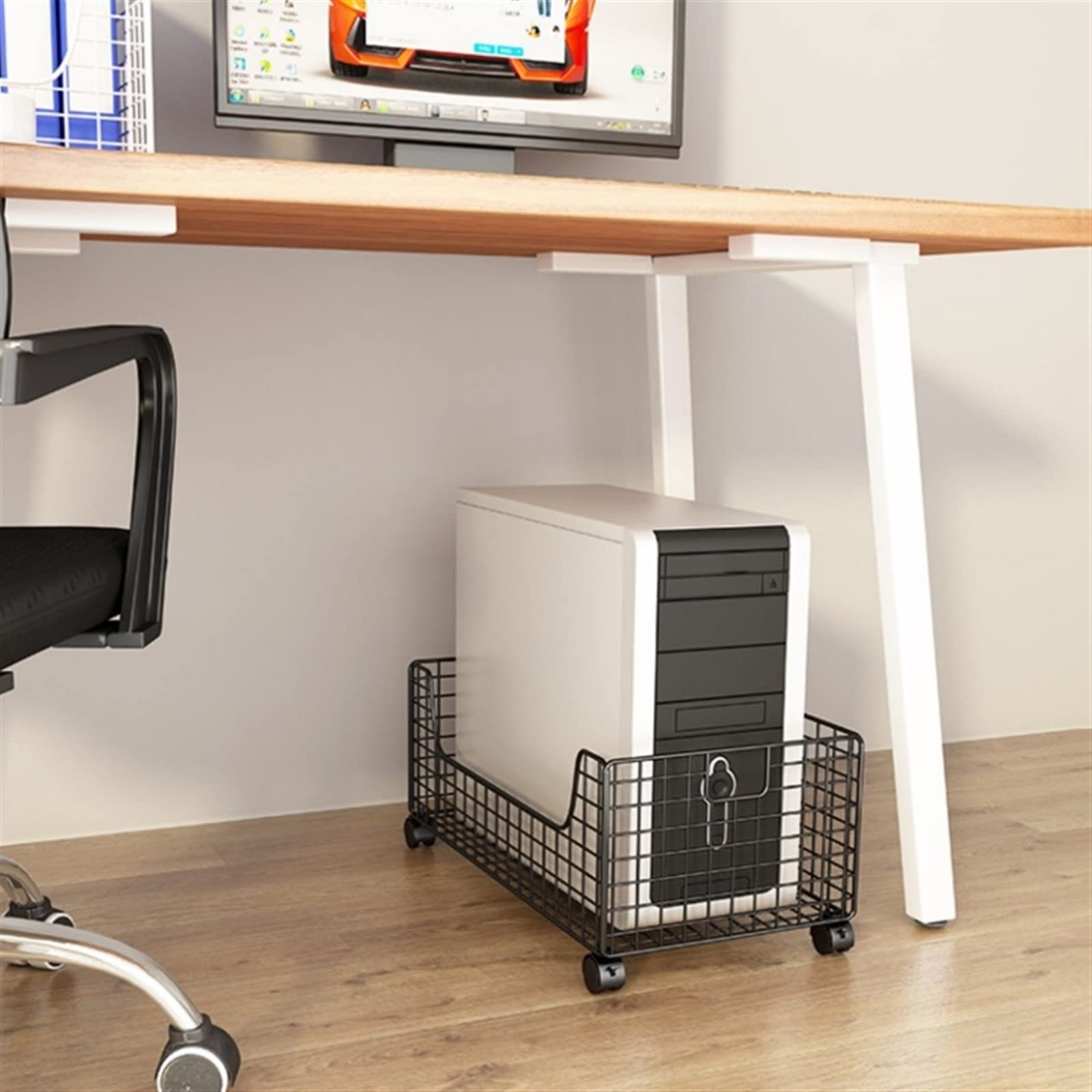 Supporto per CPU Supporto per Torre per PC, Supporto per Supporto per CPU Mobile, Supporto per PC con Rotolamento in Rete Metallica con Ruote girevoli, Supporto per Carrello per PC per Home Office M