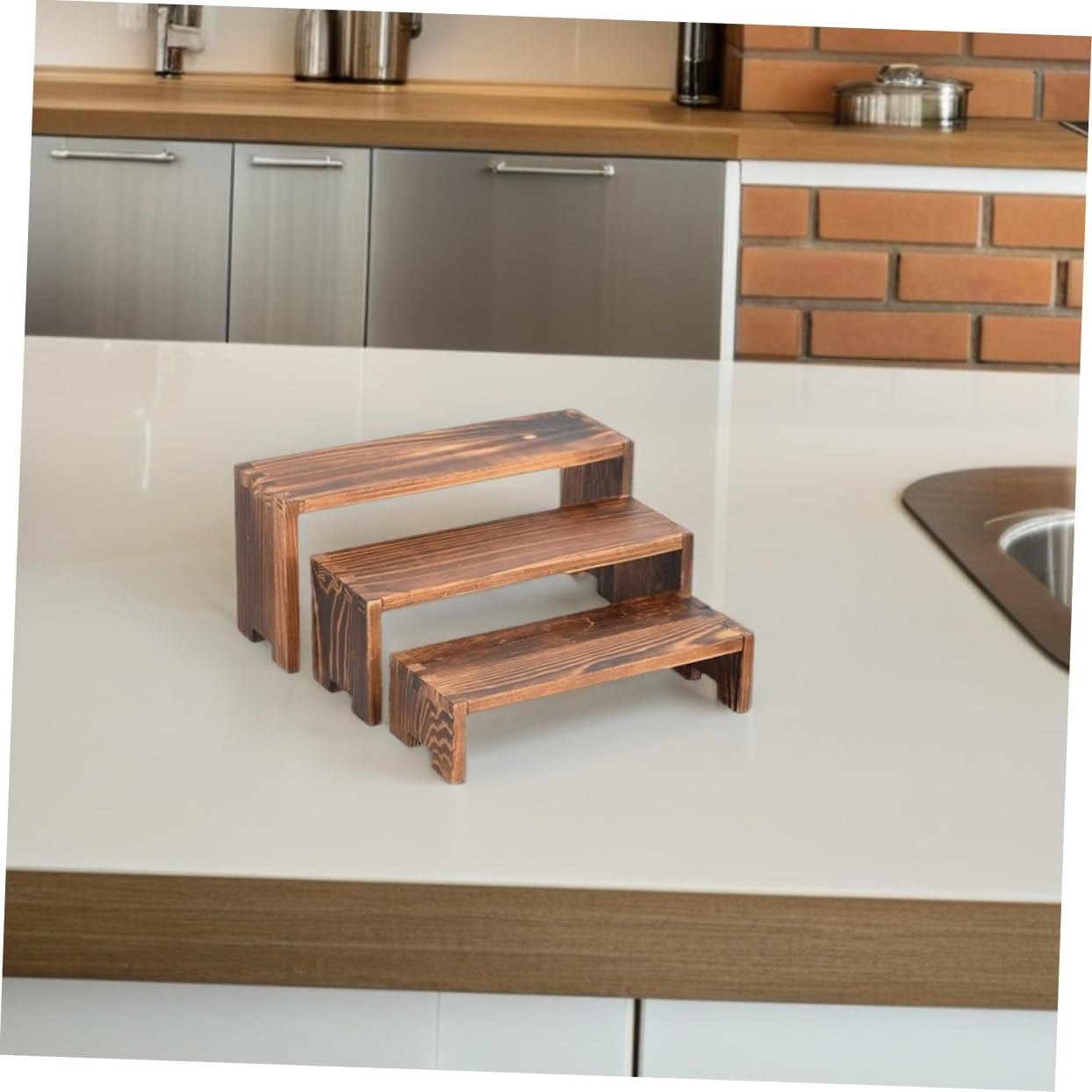 LIFKOME 2sets Display Rack Cupcake Display Stand Wooden Shelves Retail Desktop Figures Stand for Home Decor Retail