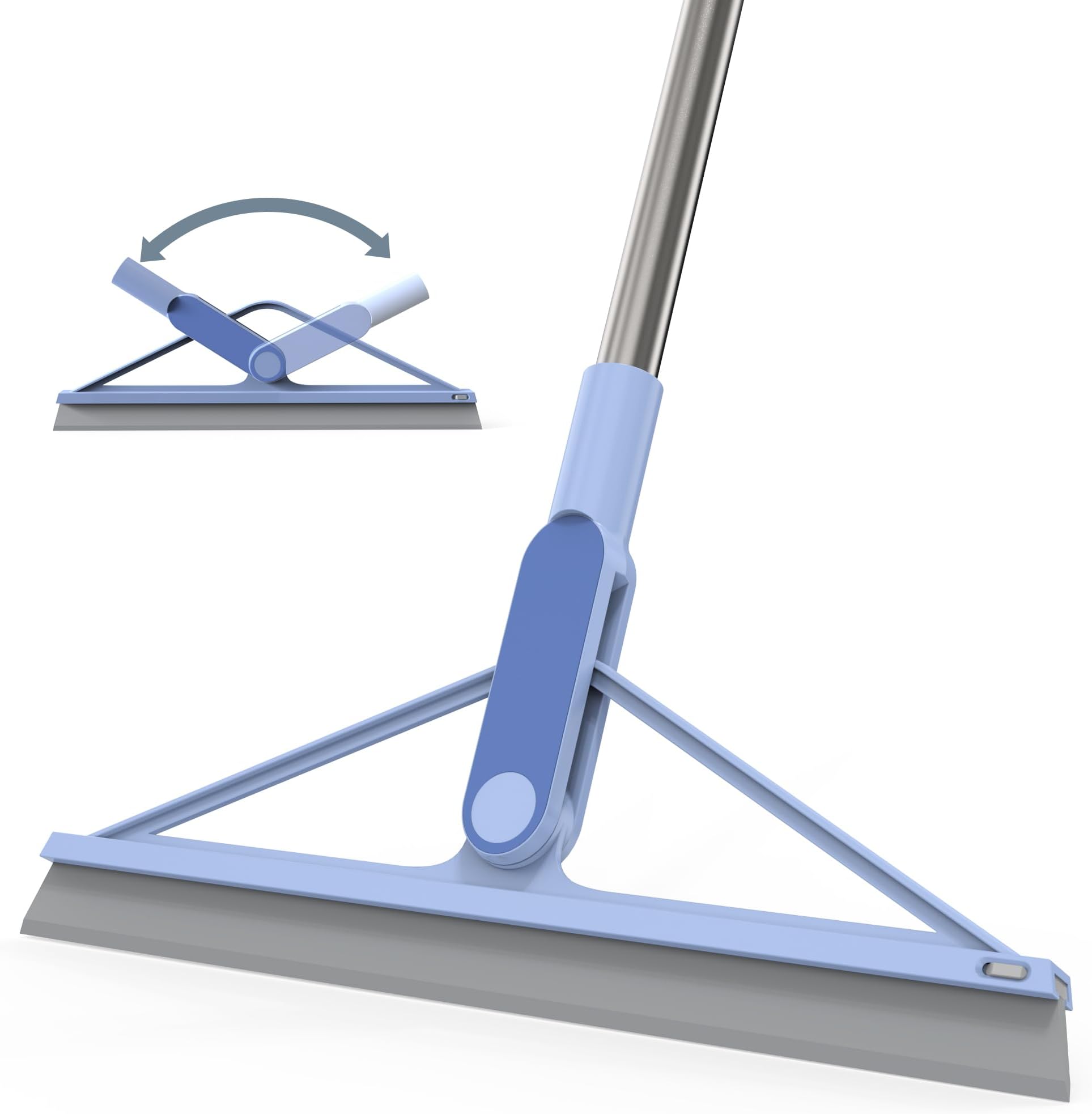 KOLLIEE Rubber Floor Squeegee Broom 61'' Long Handle Shower Squeegee for Floor with 120° Adjustable Head for Tile Concrete Deck Bathroom Window Garage