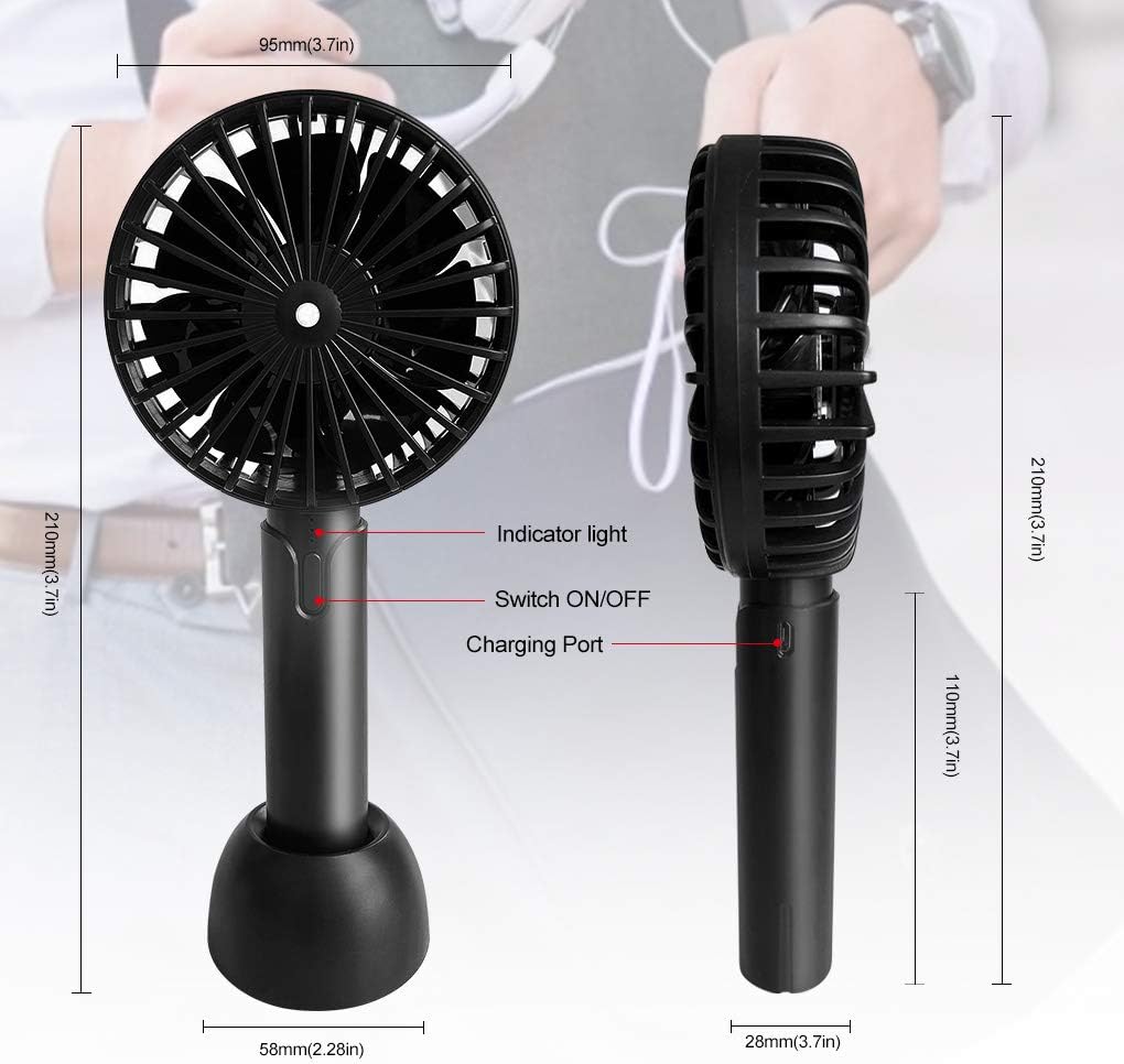 COO Mini Portable Battery Operated Desk Fan with Flashlight, 3 Speeds Adjustable-2200mAh Battery Rechargeable Small Desk Fan for Home Office Bedroom Outdoor Backpacking Camping, 4.5 Inch, Black