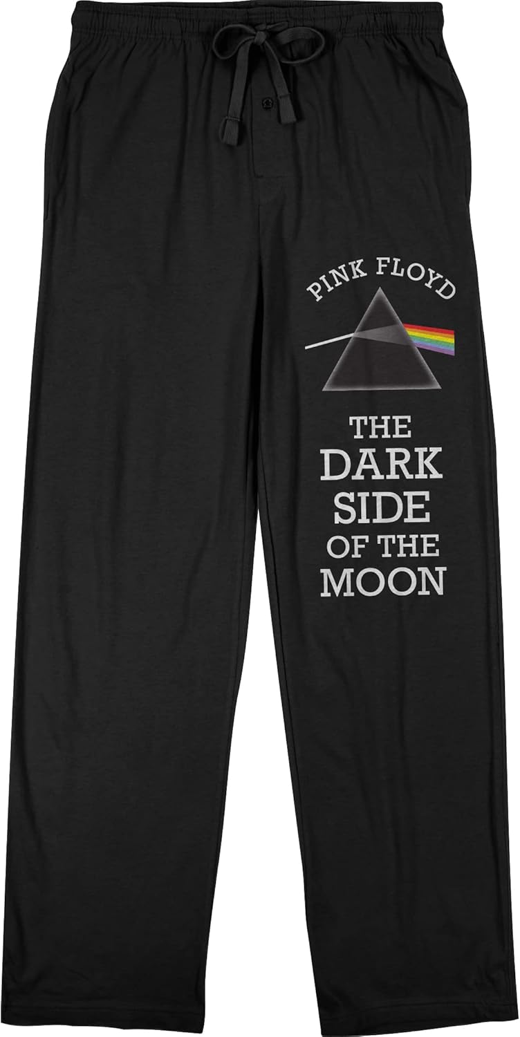 Bioworld Pink Floyd Dark Side of the Moon Men's Black Drawstring Sleep Pajama Pants-S
