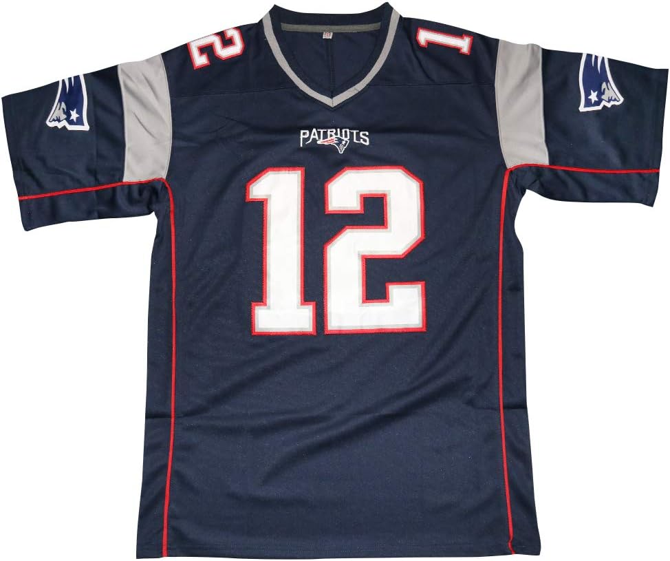 Antsport Brady #12 Patriots Football Jersey for Mens (Blue, S)