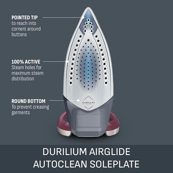 Tefal Ultraglide Steam Iron, 2800W, 210 g/min Steam Boost, 50 g/min Continuous Steam, 250ml Water Tank, Durilium Non Stick Soleplate, Auto Off Anti Drip Anti Scale, FV5872