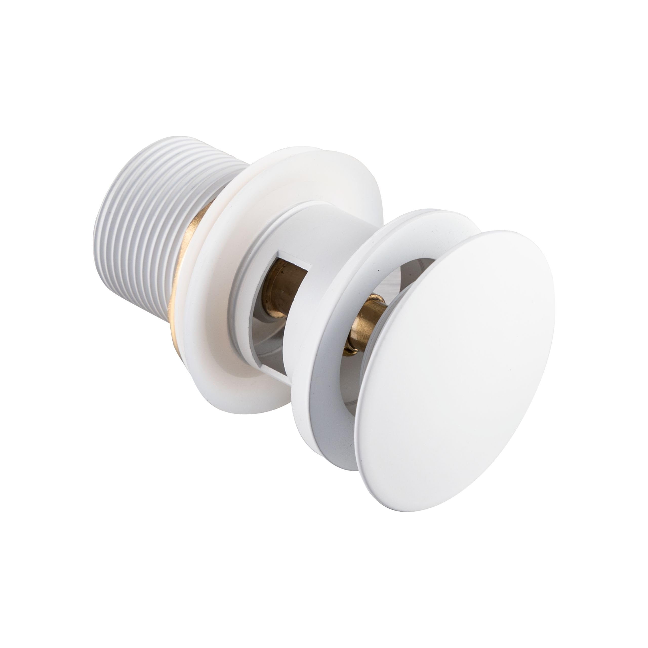 AQUAUNO Click-Klack Valvola per lavabo con troppopieno – Tappo lavabo in ottone – Valvola di scarico pop up per lavabo standard in bagno – Facile da montare universale – Bianco