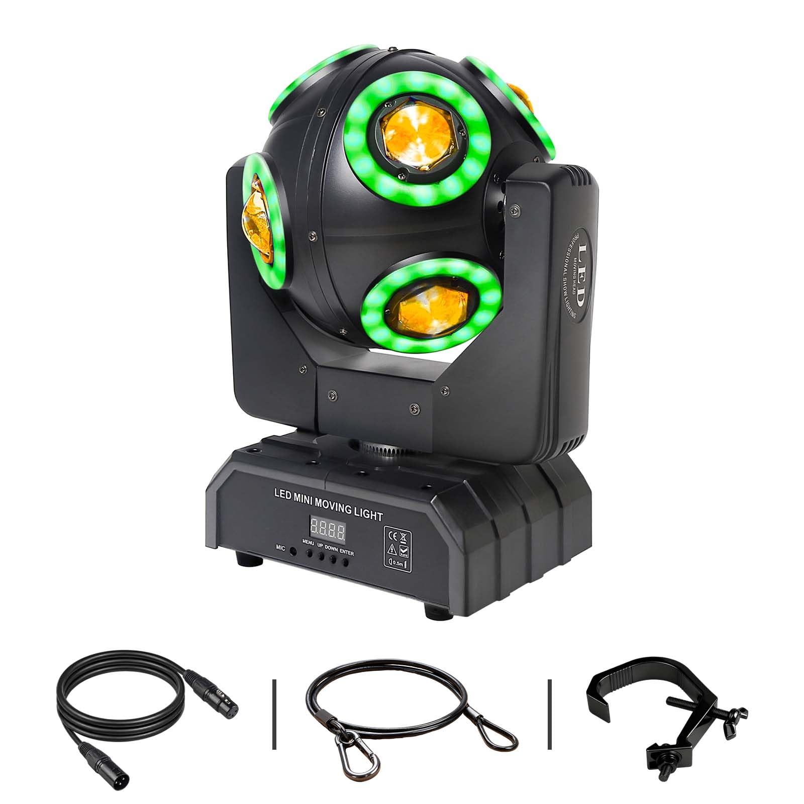 Lampada a testa mobile, sfera con effetto fascio LED RGBW 4 in 1, luci DJ con suono attivato per matrimoni, feste con DJ e live house