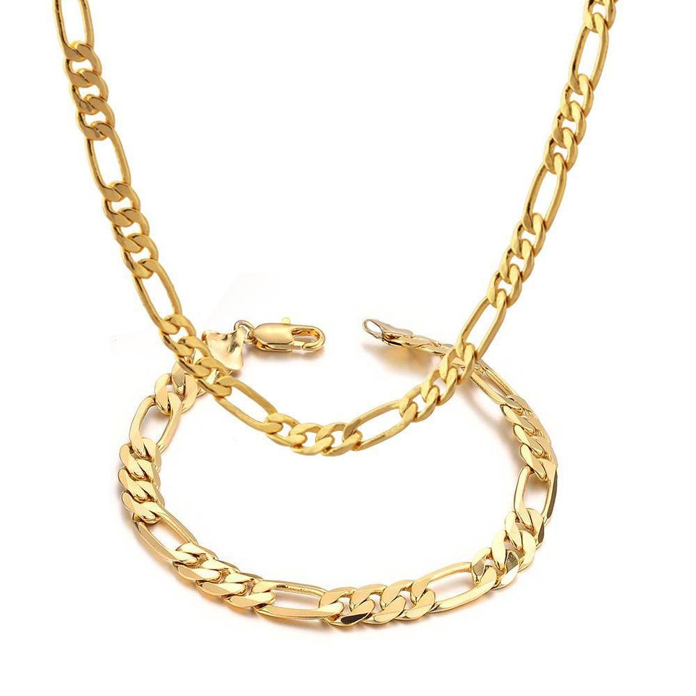 Mens 18k Yellow Gold Plated 24in Figaro 