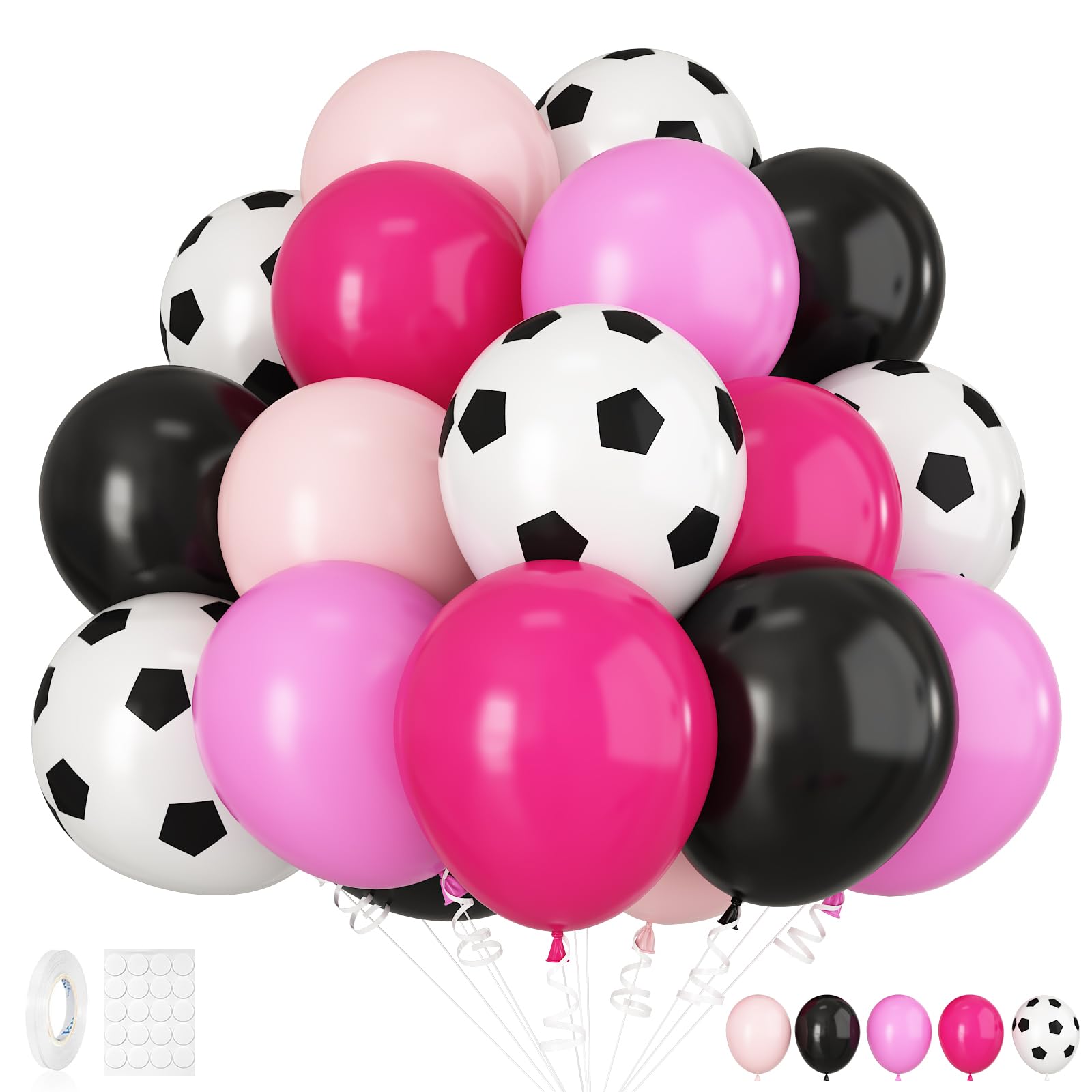 Fussball Luftballons 30 Stück,Fußball Deko mit Fußball ballons 12 Zoll Schwarz Rosa Luftballon für Junge kinder Fussball Geburtstagsdeko Sport Thema WM Party Dekoration | Fußball-Geburtstagsparty-Dekorationen, Fußball-Druck-Luftballons für Jungen, Kinder,