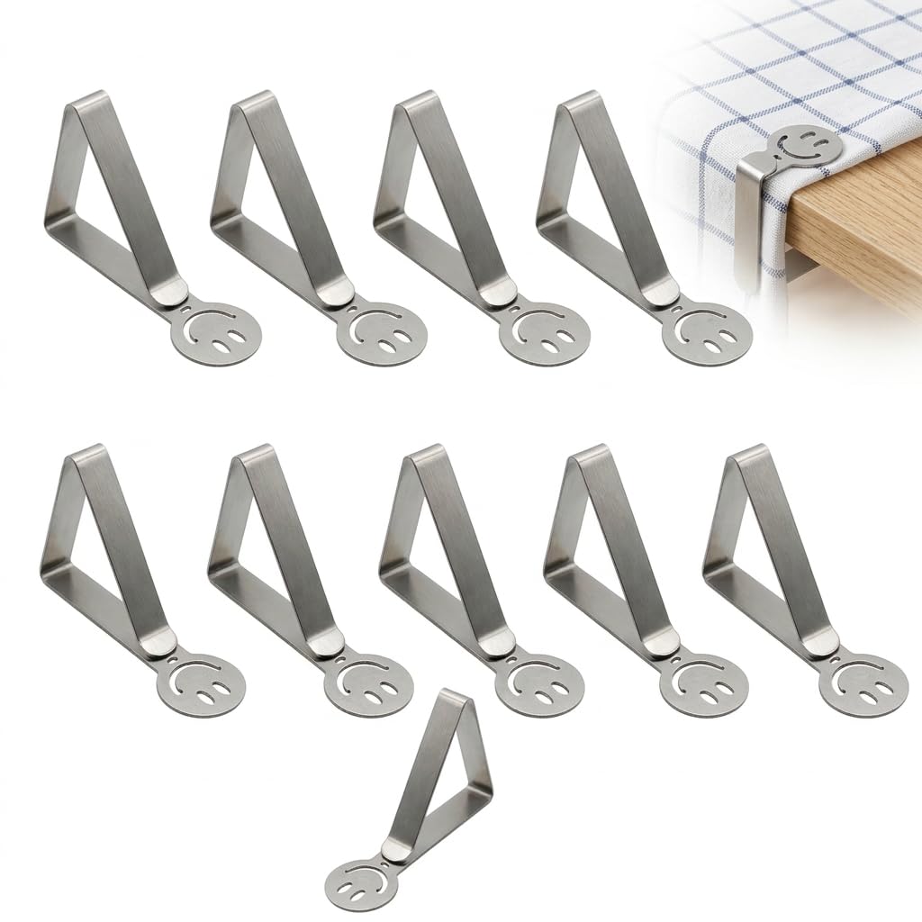 Table Runner and Table Cloth Clips Set, 10PCS Includes Table Cloth Clip, and Accessories for Garden Picnic, Camping