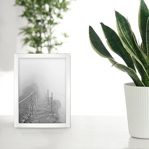 Miniatura 6 de TIZO Diseño de plata de ley 925, marco estrecho liso de 8 x 10 pulgadas (disponible en liso y cuentas)