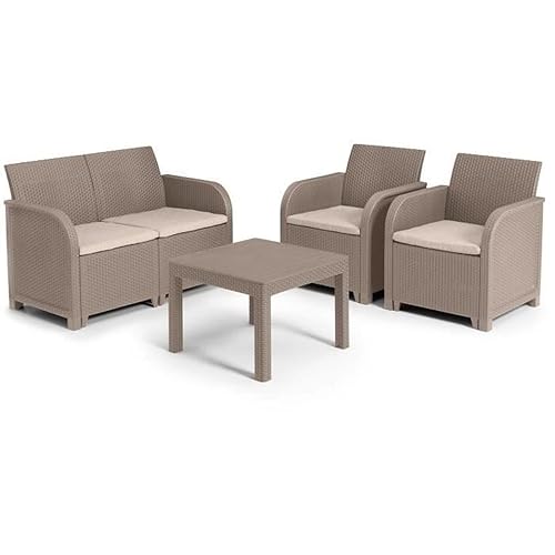 Salon de Jardin en Imitation resine tressee ALLIBERT avec Table