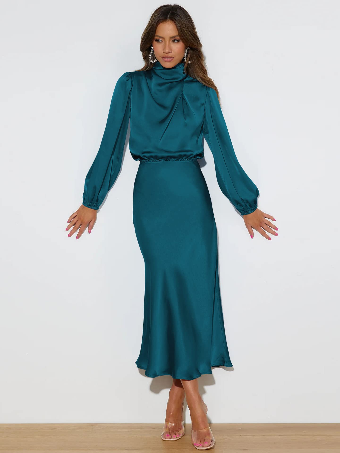 TANMESSO Maxi-cocktailjurk voor dames, mouwloos, met ronde hals