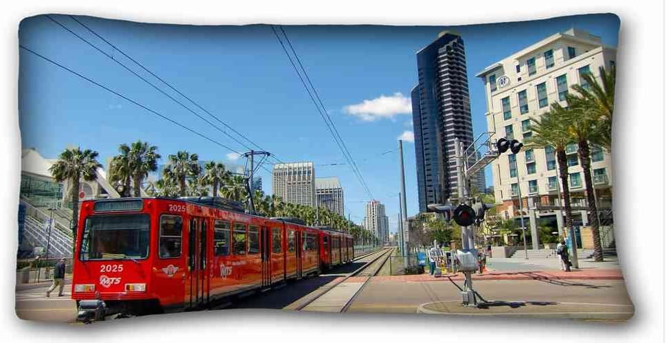 Soft Pillow Case Cover ( City trolley urban landscape san diego images california usa ) Soft Pillow Case Cover 2036 Inch (One Sides)Zippered Pillowcase suitable for King-bed PC-White-20579