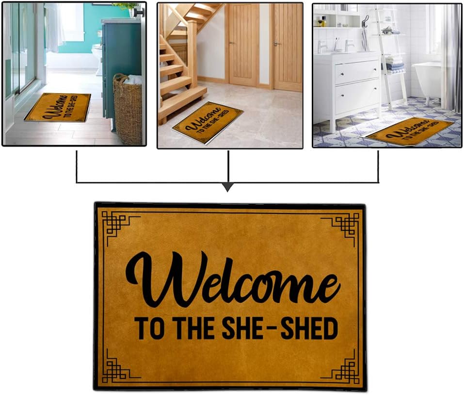 So Hot Funny Door mat Custom Indoor Welcome to The she-shed 23.6x15.6 InchHome and Office Decorative Entry Rug Garden/Kitchen/Bedroom Mat Non-Slip Rubber