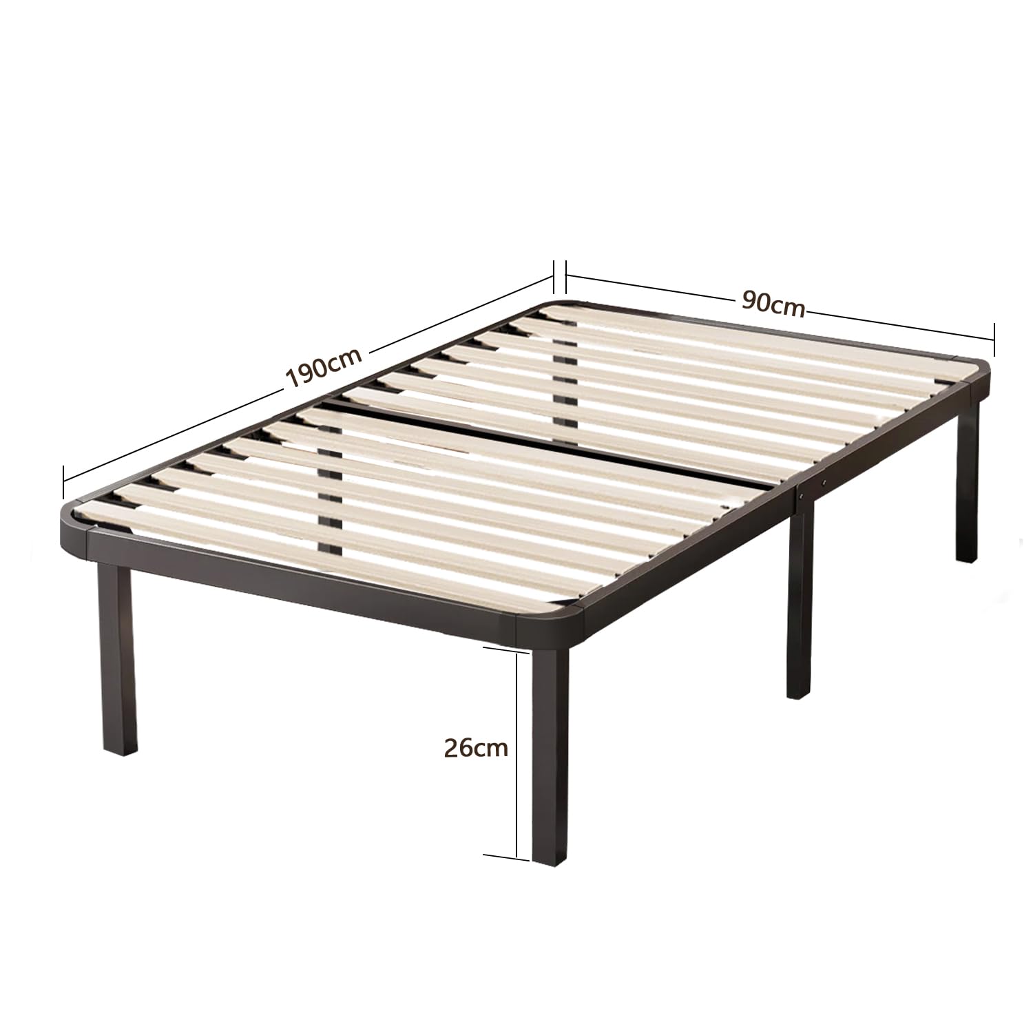 Luxirest - Sommier 90x190 | Sommier à Lattes avec 6 Pieds | 14 Lattes | Résistant et Confortable | Montage Rapide et Facile