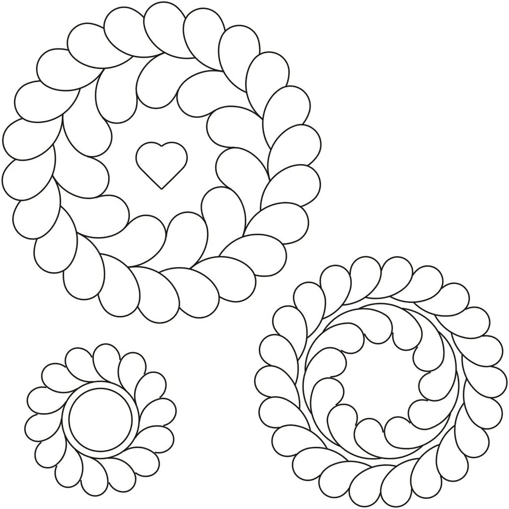 Quilting Creations Feather Circles Quilting Stencil Set, 7"/5.5"/4", 3 Pack