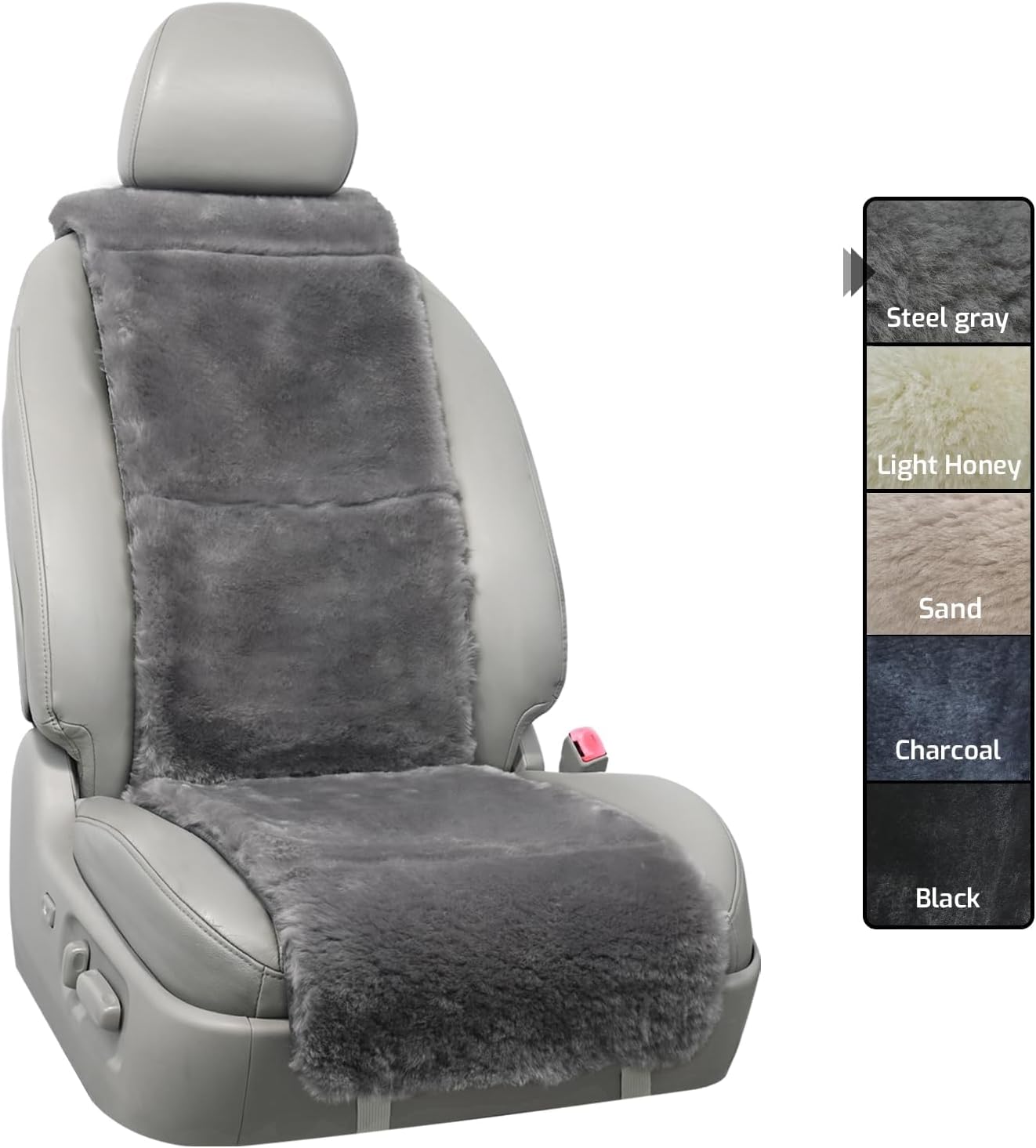 AEGIS Cover Luxury Australian Sheepskin Semi-Custom Seat Cover Vested Interior for Most Cars, Suvs, Trucks, Sedans, Aircraft and Sports Cars (Steel Gray)