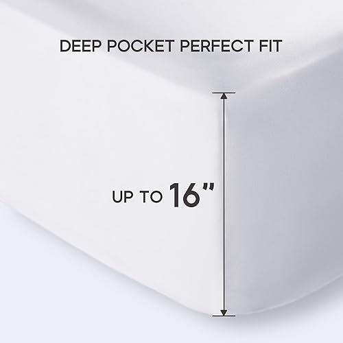 Miniatura 8 de Paquete de 2 sábanas bajeras de tamaño Queen súper suaves de microfibra de doble cepillado de 1800 hilos, sin arrugas, bolsillo profundo de hasta 16