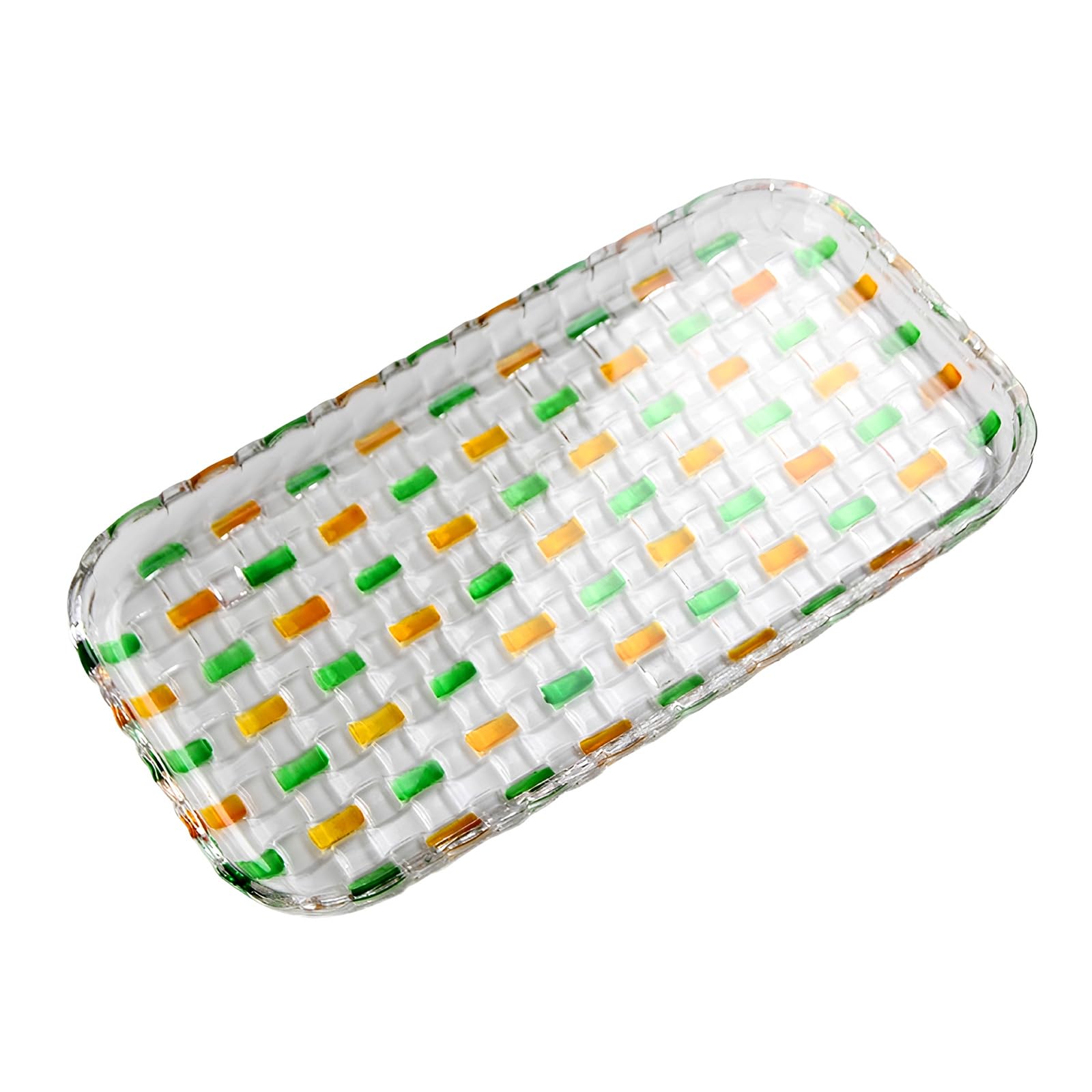 Platter Clear Glass Serving Plate with Creative Woven Design Ideal for Fruits Candy and Small Dishes in Dining Room Glass Serving Tray