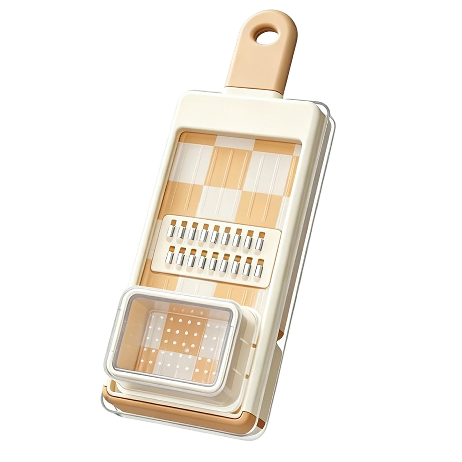 Mandolina de Cocina Profesional Cortador de Verdura, Mandolina Verduras, con 4 Cuchillas Intercambiables, Protector Manos Seguro, Base Antideslizante y Bandeja Recolectora