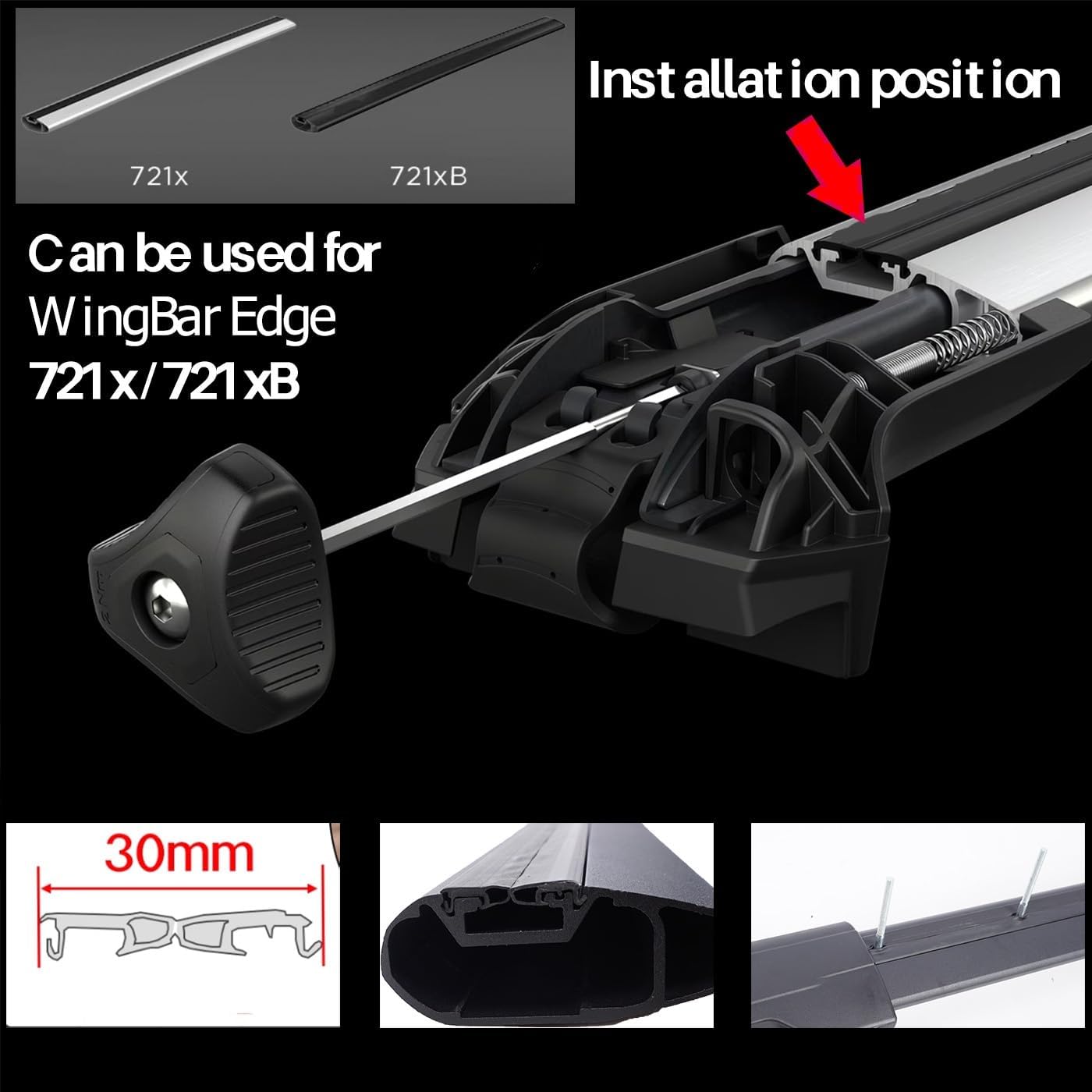 4Pcs Rubber Strip for T-hule Wingbar Evo Edge 711X/721X Car Roof Rack Crossbar 53 inchs with Quick AccessInterf, T-Slot Sealing Strips Noise Insulation Sealant Windshield Edge Sealing