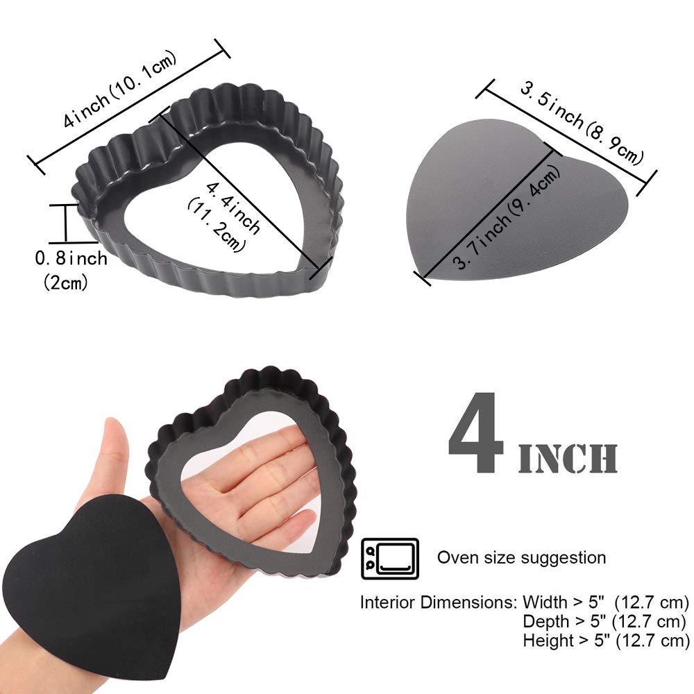 Gutsdoor Mini molde para tartas con parte inferior extraíble, molde antiadherente para quiche de 4 pulgadas, juego de 6 (4 pulgadas)
