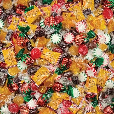 Old-Fashioned Hard Candy Assortment 2 Pounds (About 145 Count) - Strawberry, Peppermint Starlights, Cinnamon, Butterscotch, Root Beer, Honey Ginger, Lemon - Bulk Pack Cover