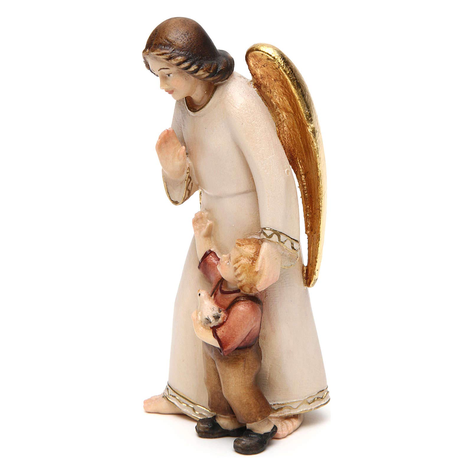 Angelo custode con bambina - demetz deur statua in legno dipinta a mano altezza pari 20 cm Angeli