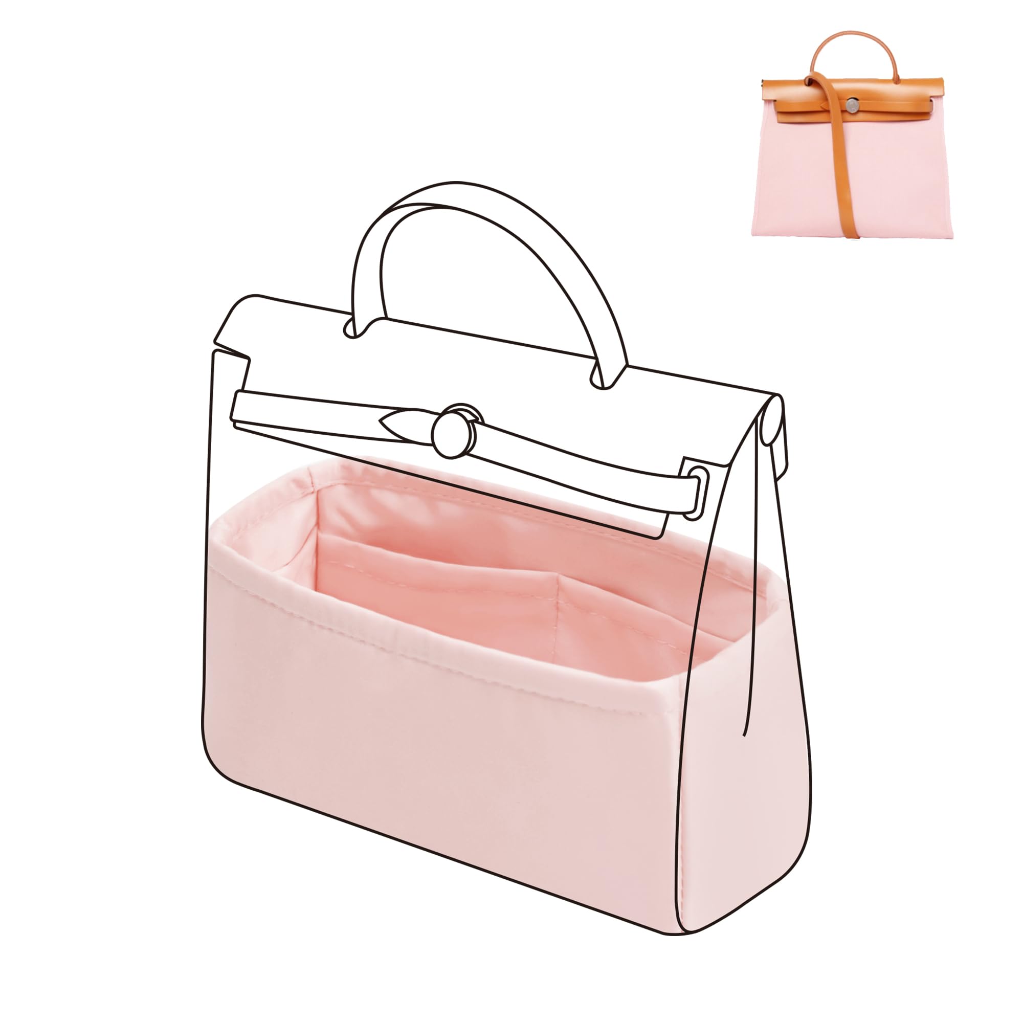 DGAZ Organizador de Bolso Satin para Herbag 20, Inserto Bolso, Rosa