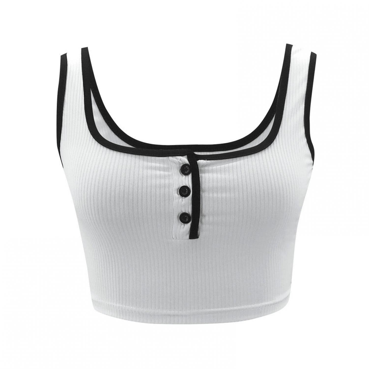 ADITAM Pigiama da Donna Set Corto Pantaloncini Corti a metà Bottoni Canotta Estiva Abbigliamento da Notte Tinta Unita Scollo Quadrato Pigiama da Donna Set Double The Comfort