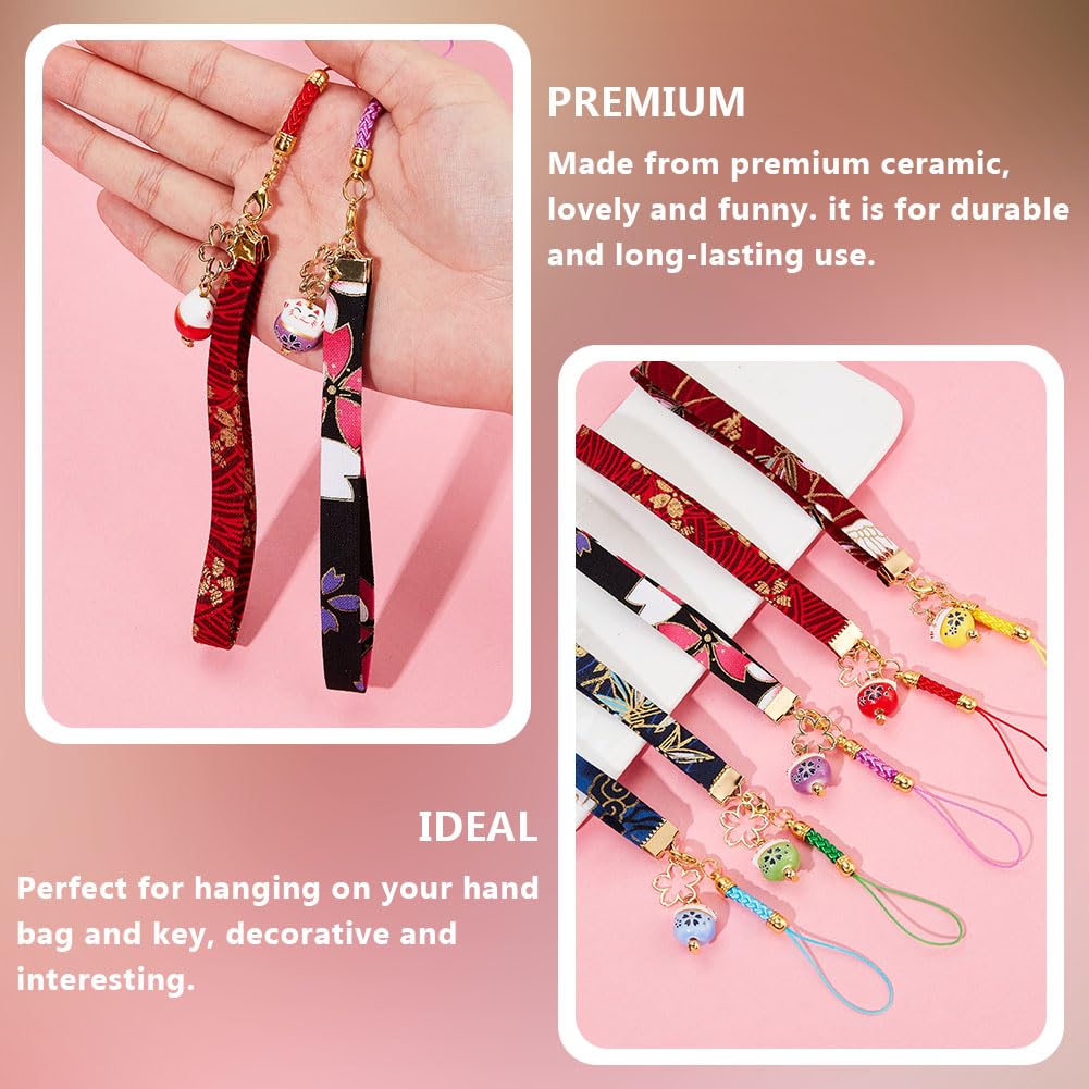 10 Pezzi Giapponese Maneki Neko Fortune Portachiavi, Gatto Portachiavi, Portachiavi Ornamenti Ciondoli, per Ragazze Donne Cellulare, Borsa, Borsa,Pink