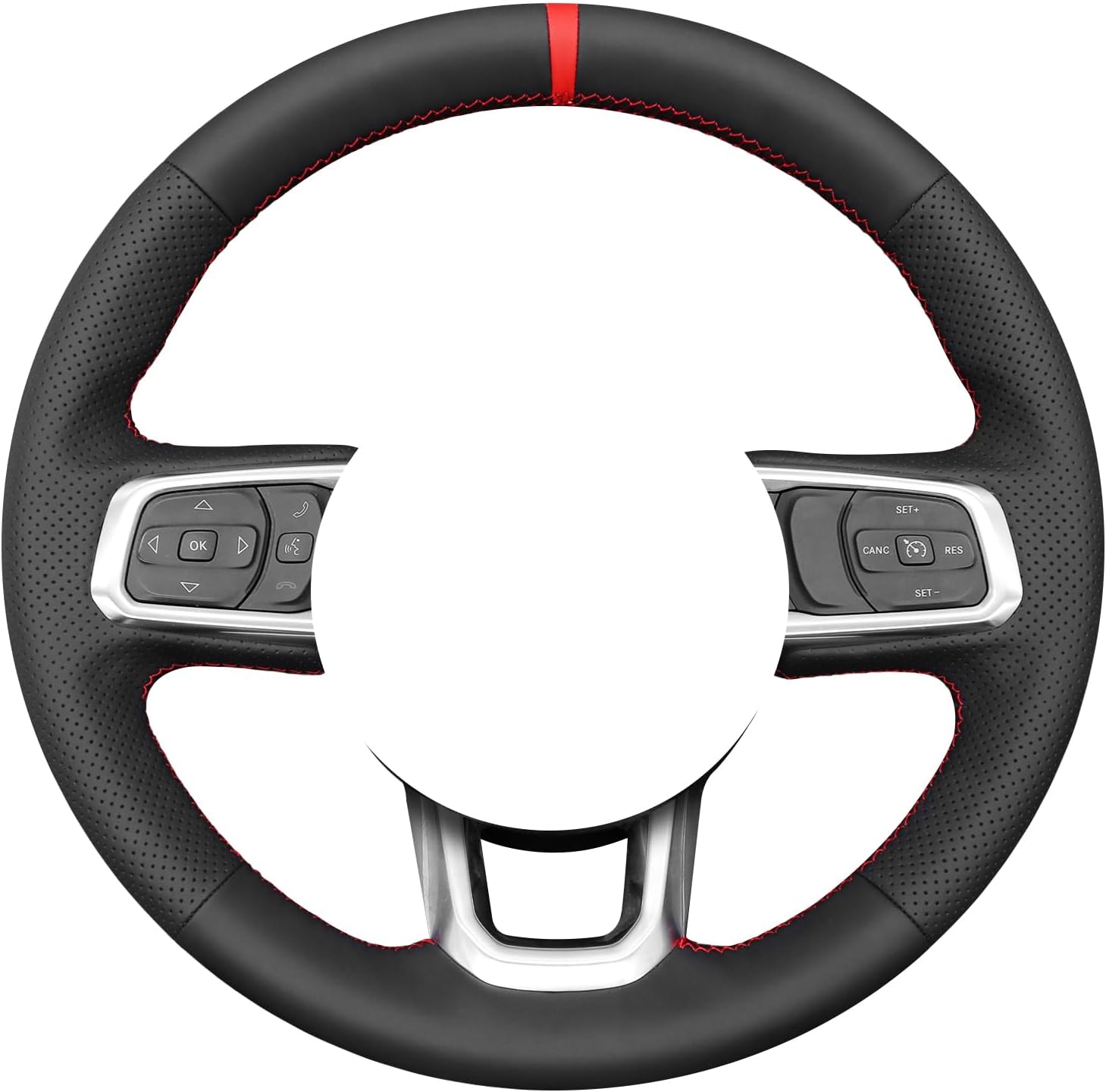 MEWANT Steering Wheel Cover for Jeep Gladiator (JT) 2020-2024 / Wrangler (JL) 2019-2024 / Wrangler Unlimited 2018-2023 Hand-Stitched Leather Steering Wrap for Jeep
