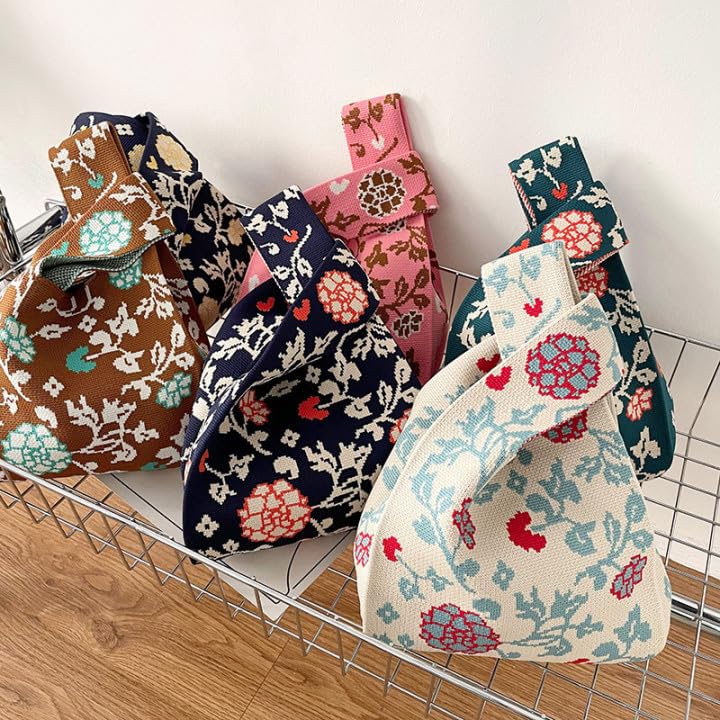 Image of Komociya Cute Wrist Bag for Women Trendy Knit Handbag Small Purse for Mom Girlfriend Birthday Christmas Valentines