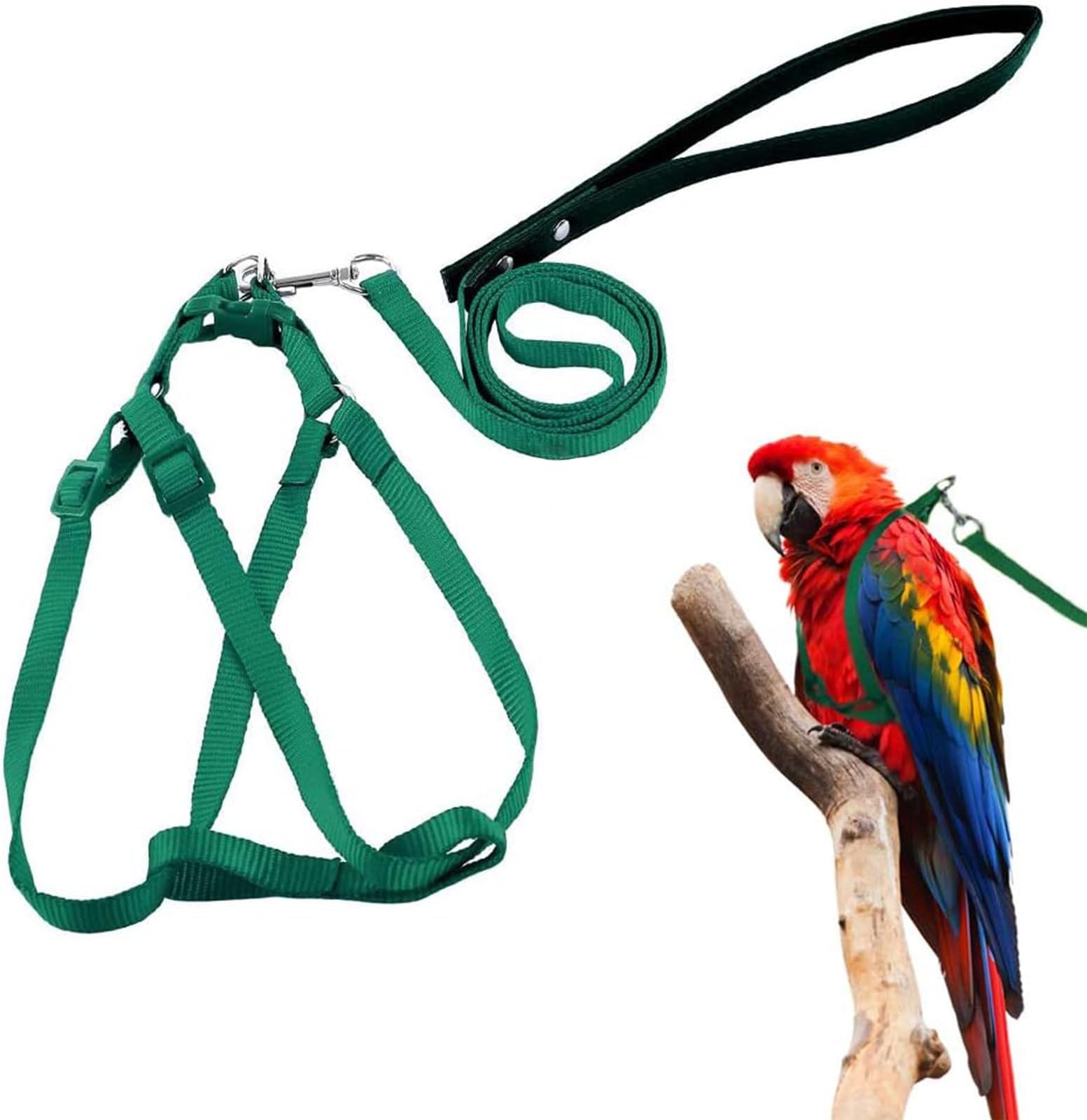 ASOCEA Adjustable Feather Tether Bird Harness and Leash for Macaw Cockatoos Amazon Parrot Medium to Large Breed Parrots Fits Birds Chest Between 33-50cm/13-19.7inch - M
