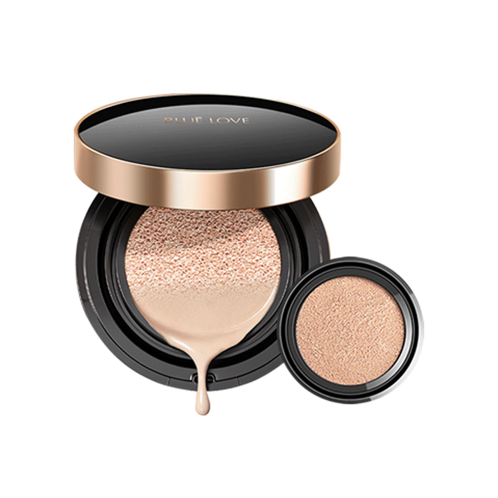 BLUE LOVE BB Cream Cushion Foundation - Lightweight Waterproof and Long-Lasting Tinted Makeup Full Coverage CC Cream for