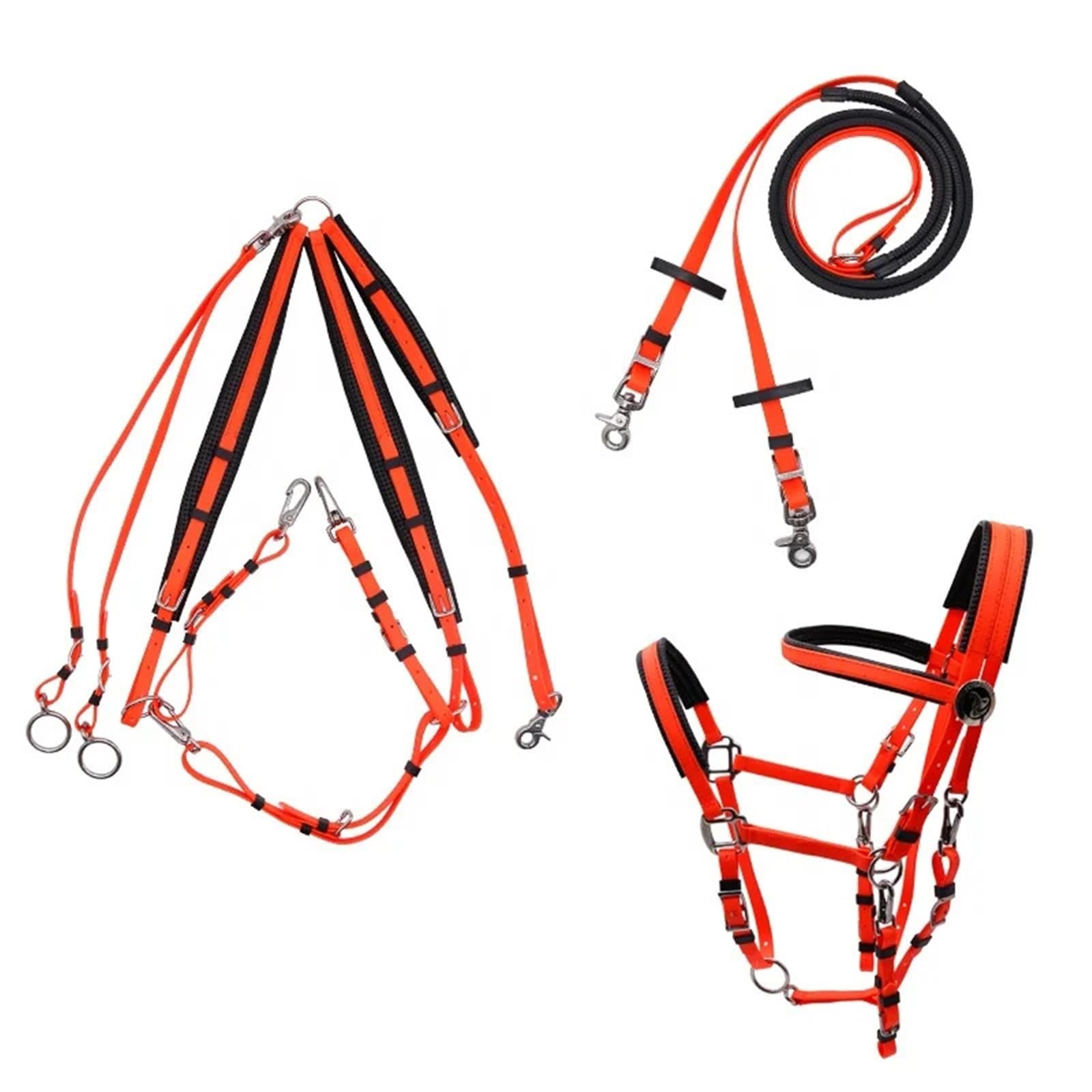 Set completo di redini for briglie da corsa equestre in PVC e martingala(Black)