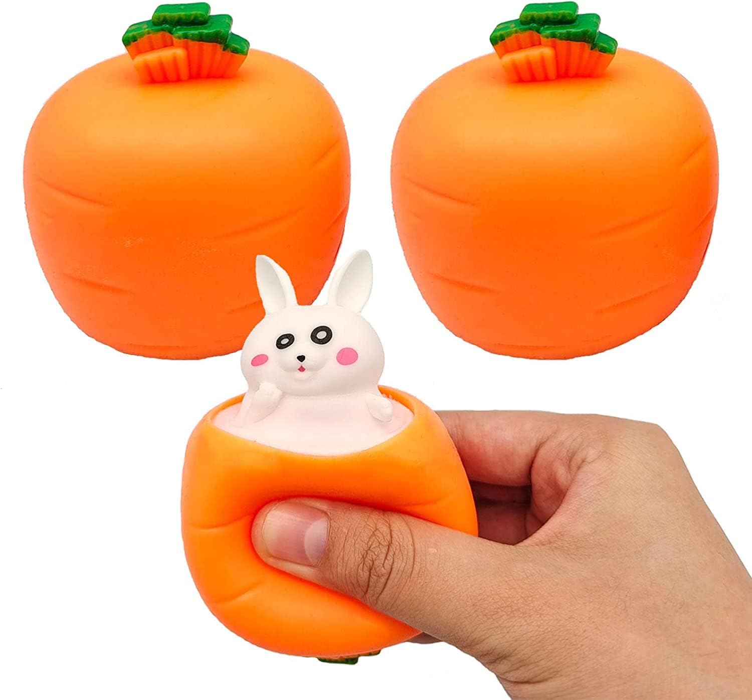 Jagmag® 1 pcs Squeeze Toys Squishes Carrot Rabbit Fidget Toys Pop Up Squishy Rabbit in Carrot Stress Relief for Kids & Adult Tricky Funny Novelty Toy