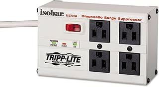 Tripp Lite Isobar 4 Outlet 120V Surge Suppressor. ISOBAR 4 4OUT STRIP $50K ULTRA COMPACT 6FT CORD 2200J METAL SURGE. Receptacles: 4 x NEMA 5-15R - 3330J