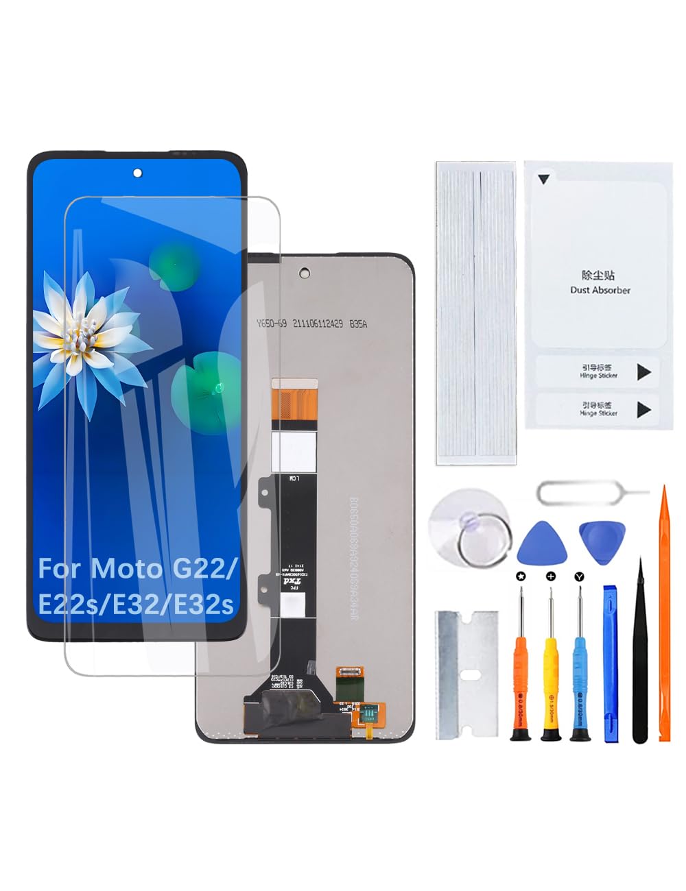 H&LYCYJ Schermo di ricambio per schermo LCD Moto G22/E22s/E32/E32s XT2231-1 XT2231-2 XT2231-5 con kit