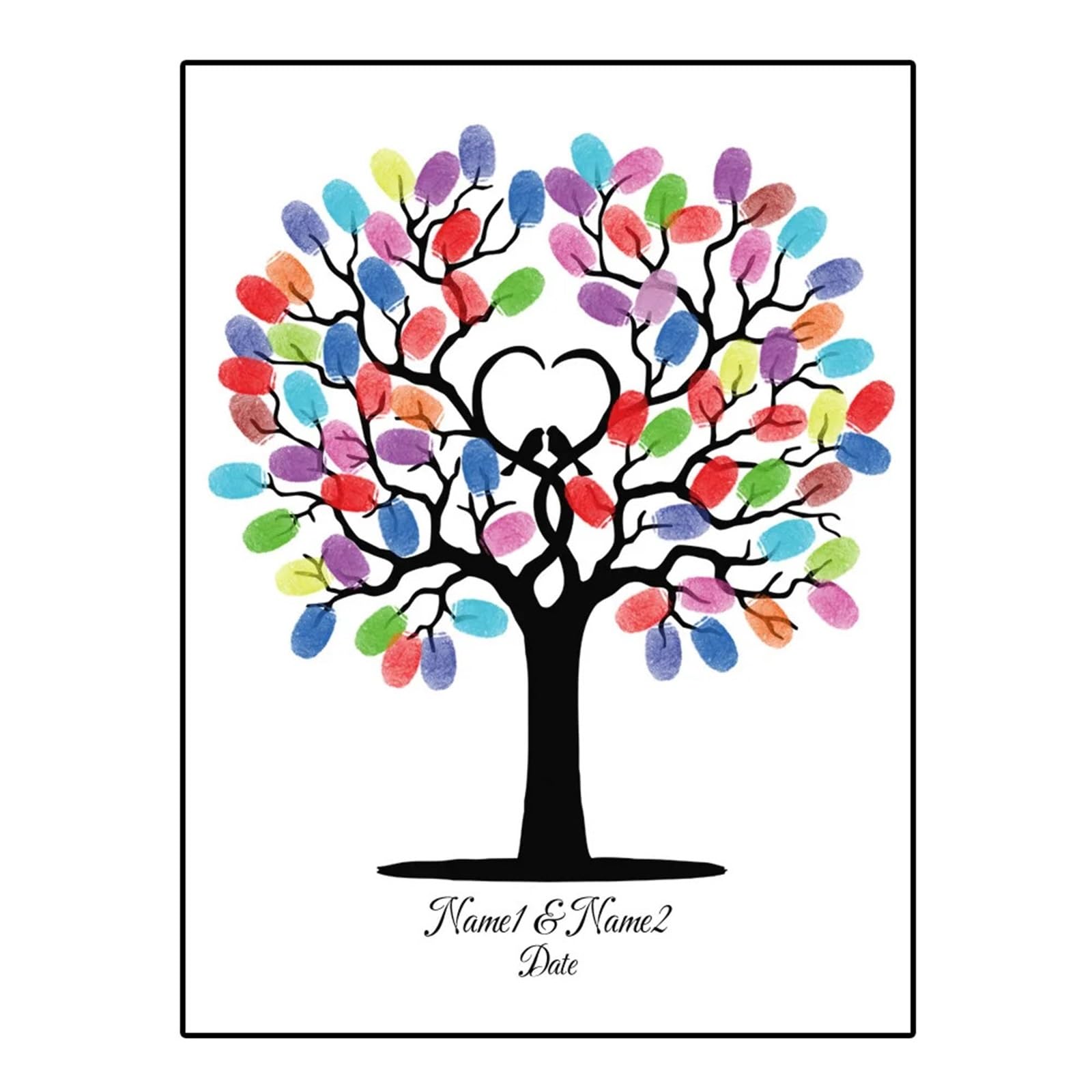 Fingerabdruck Hochzeit Gästebuch Hochzeits-Fingerabdruck-Malerei, DIY-Anmeldebaum Geeignet für Hochzeiten, Hochzeitsgeschenke(Color 08,50x70cm)