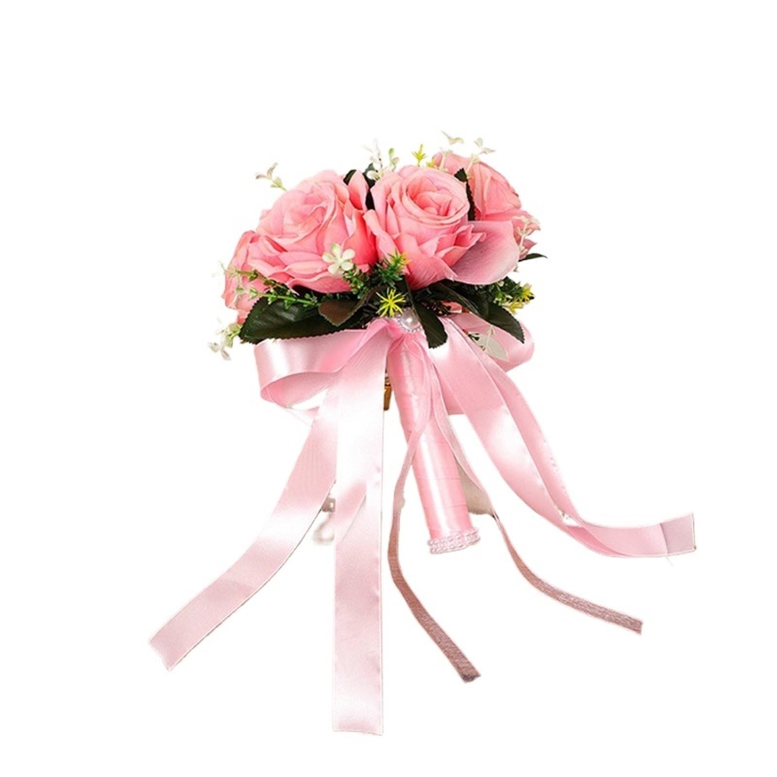ZGCrumphant Artificial Wedding Bouquet Bridal Flower Bouquet Wedding Supplies Artificial Silk Rose Peony Orchid Bouquets(Pink)