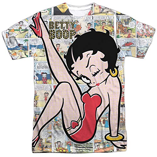 Betty Boop Vintage Strips (Front Back Print) Mens Sublimation Shirt White Lg #TOP24